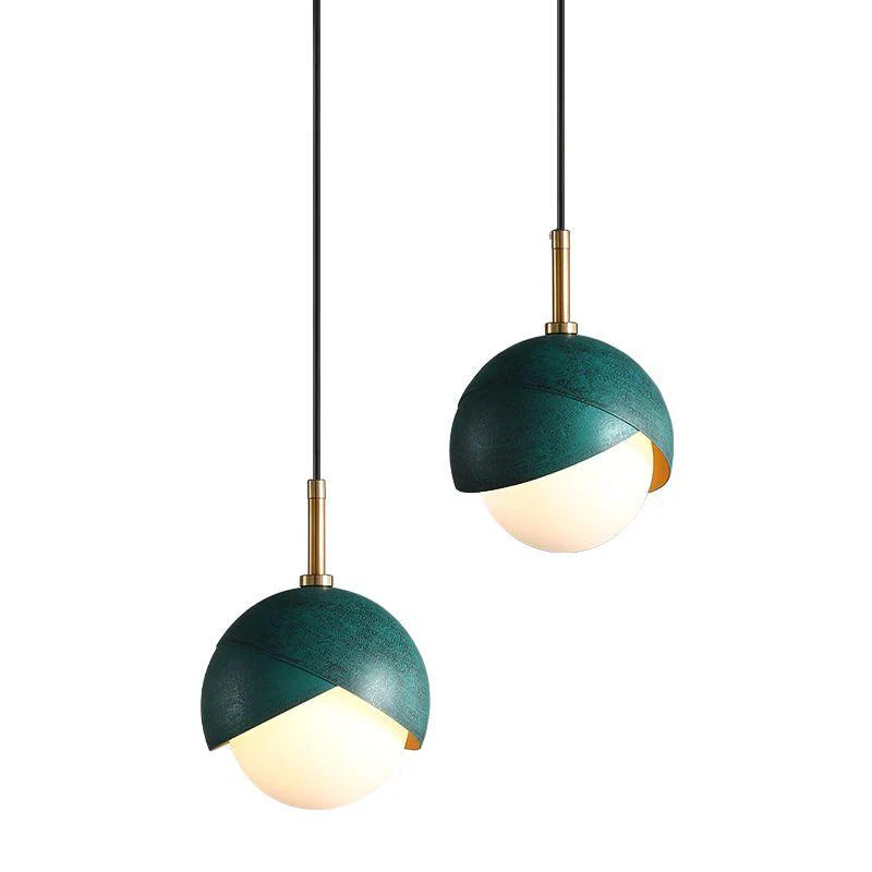 Solara Pendant Lamp Brass Nested Opal Globe Modern - Image 12