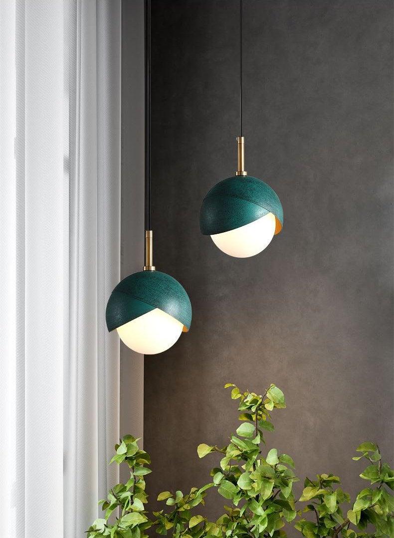 Solara Pendant Lamp Brass Nested Opal Globe Modern - Image 22