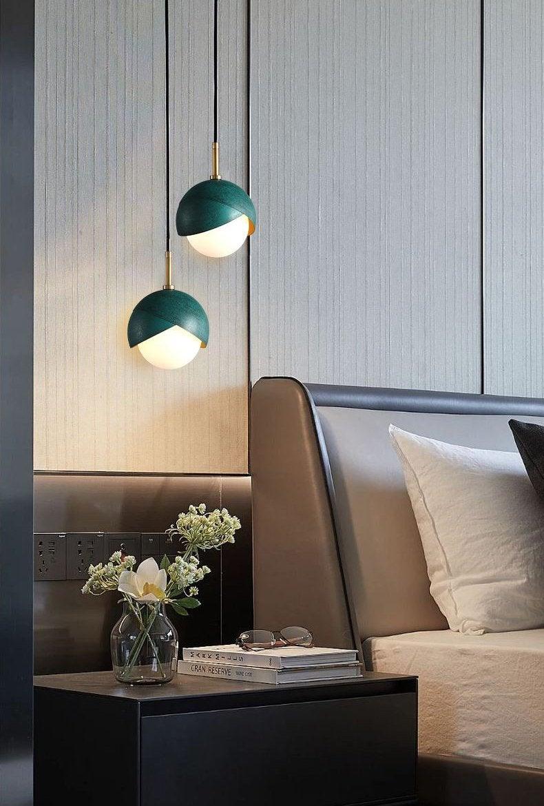 Solara Pendant Lamp Brass Nested Opal Globe Modern - Image 24