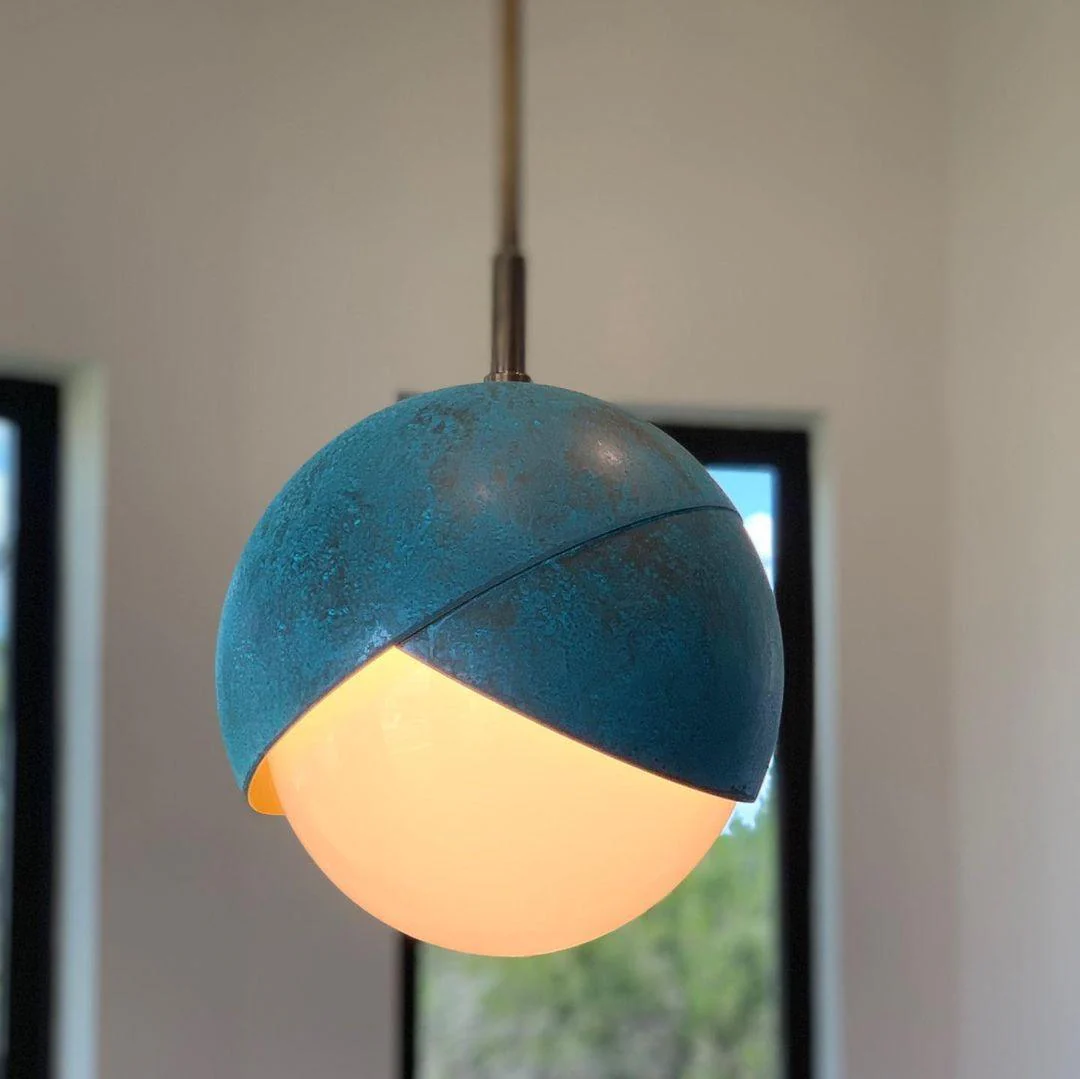 Solara Pendant Lamp Brass Nested Opal Globe Modern - Image 28