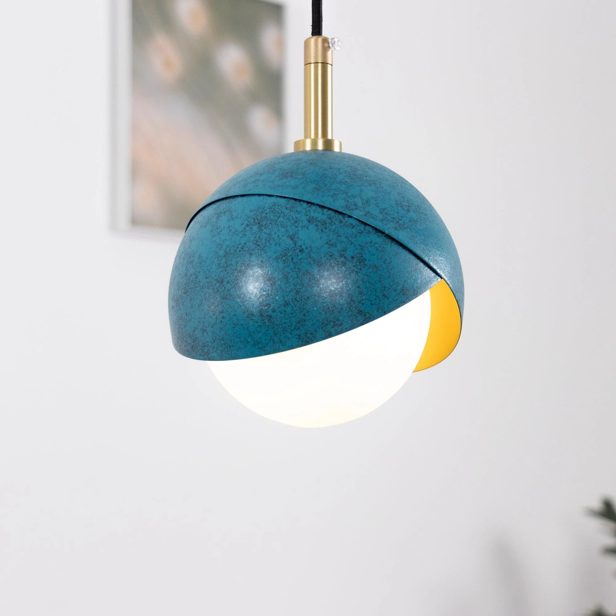 Solara Pendant Lamp Brass Nested Opal Globe Modern - Image 4