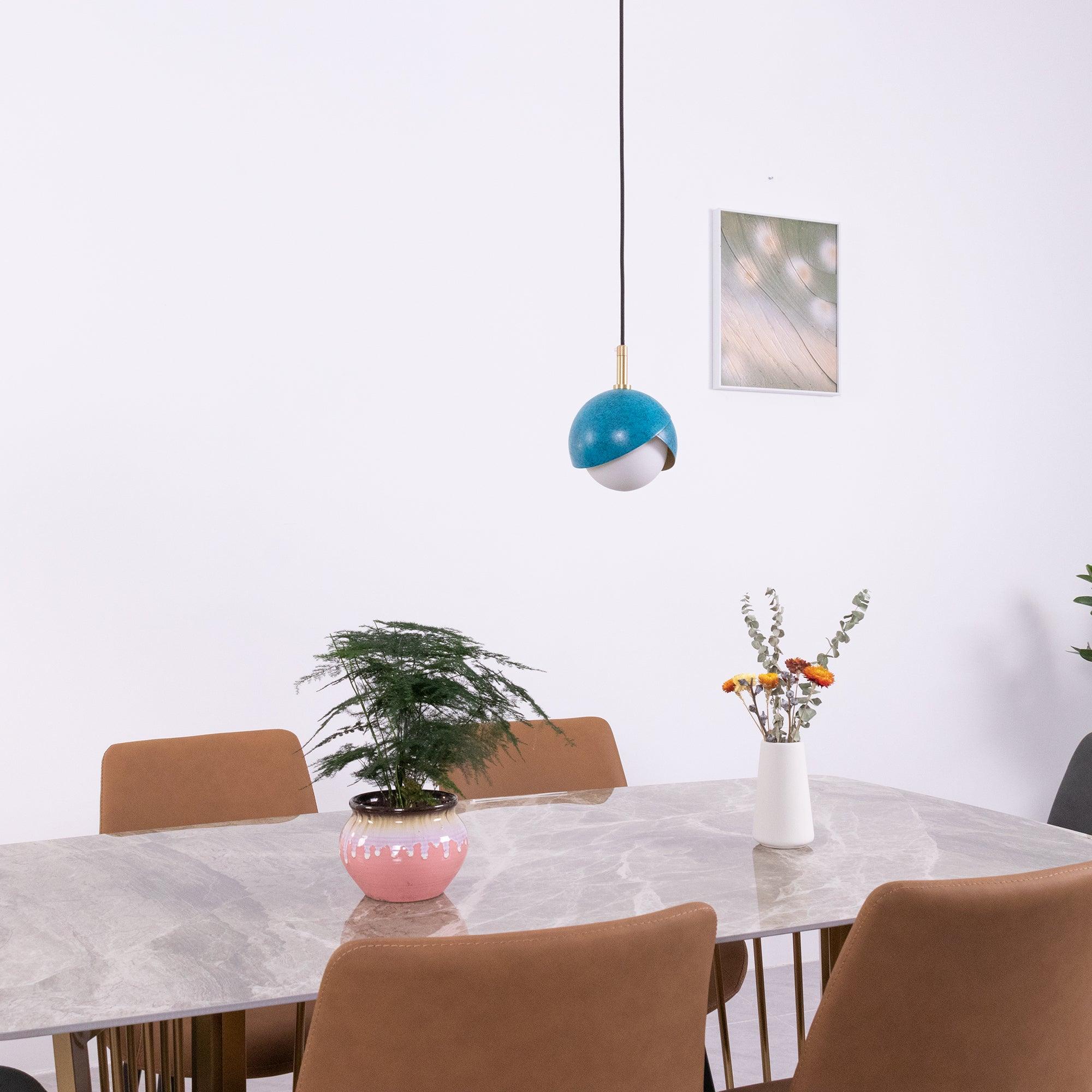 Solara Pendant Lamp Brass Nested Opal Globe Modern - Image 7