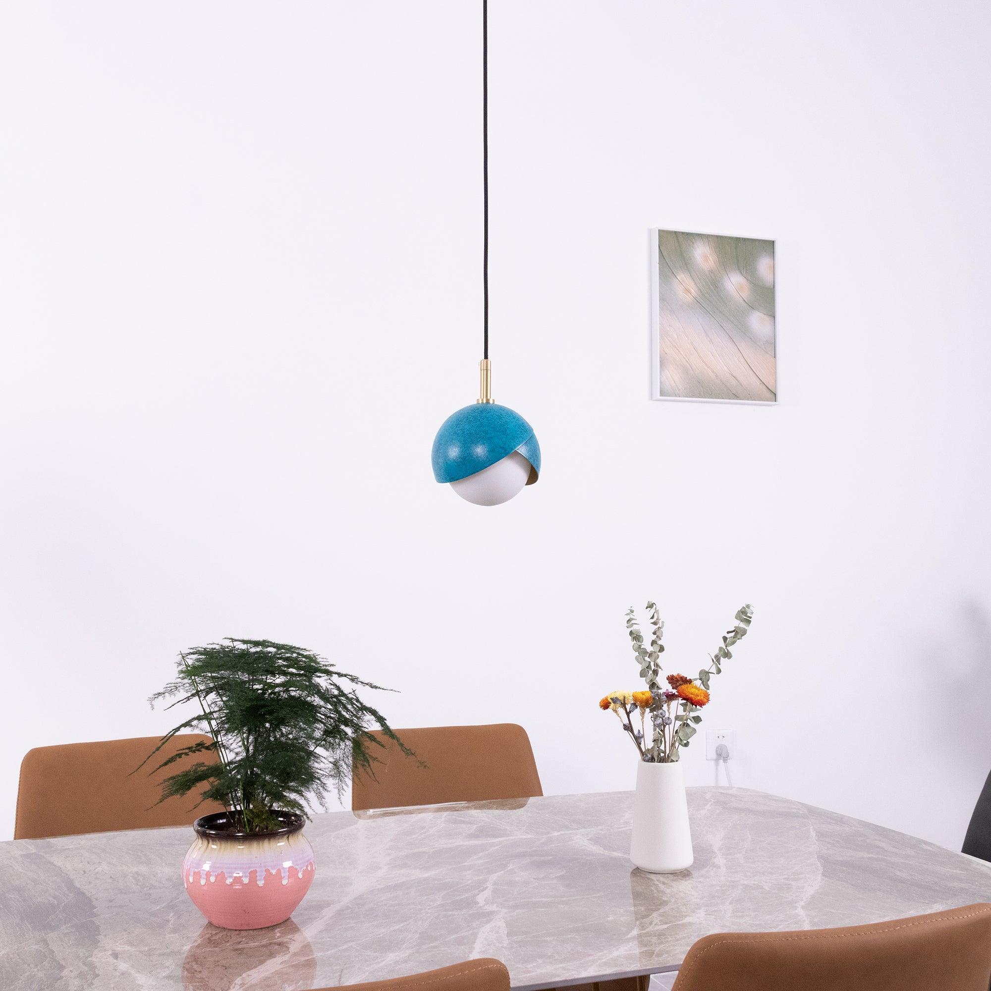 Solara Pendant Lamp Brass Nested Opal Globe Modern - Image 8