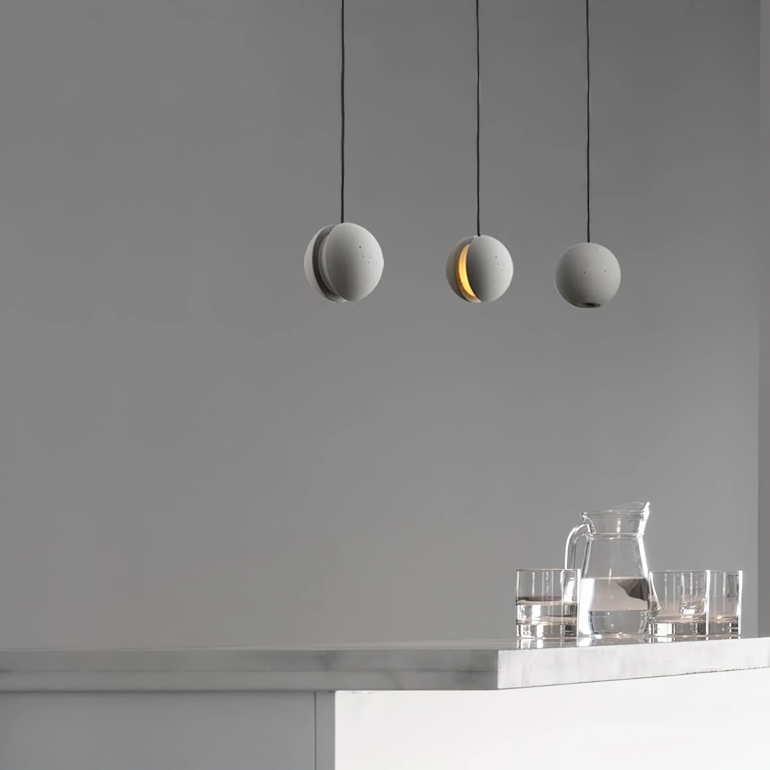 Solara Pendant Lamp Concrete Sphere Moon Minimalist - Image 12