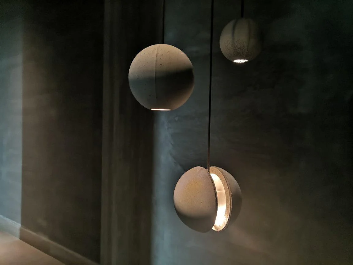 Solara Pendant Lamp Concrete Sphere Moon Minimalist - Image 32