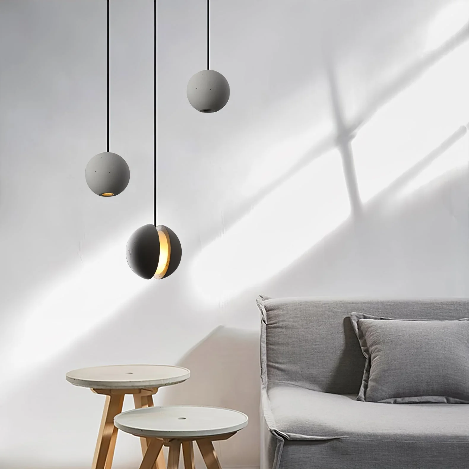 Solara Pendant Lamp Concrete Sphere Moon Minimalist - Image 64