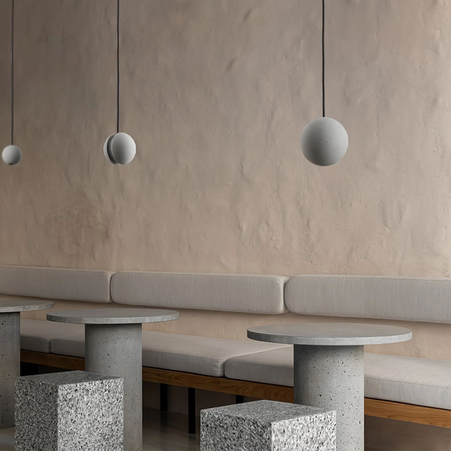 Solara Pendant Lamp Concrete Sphere Moon Minimalist - Image 71