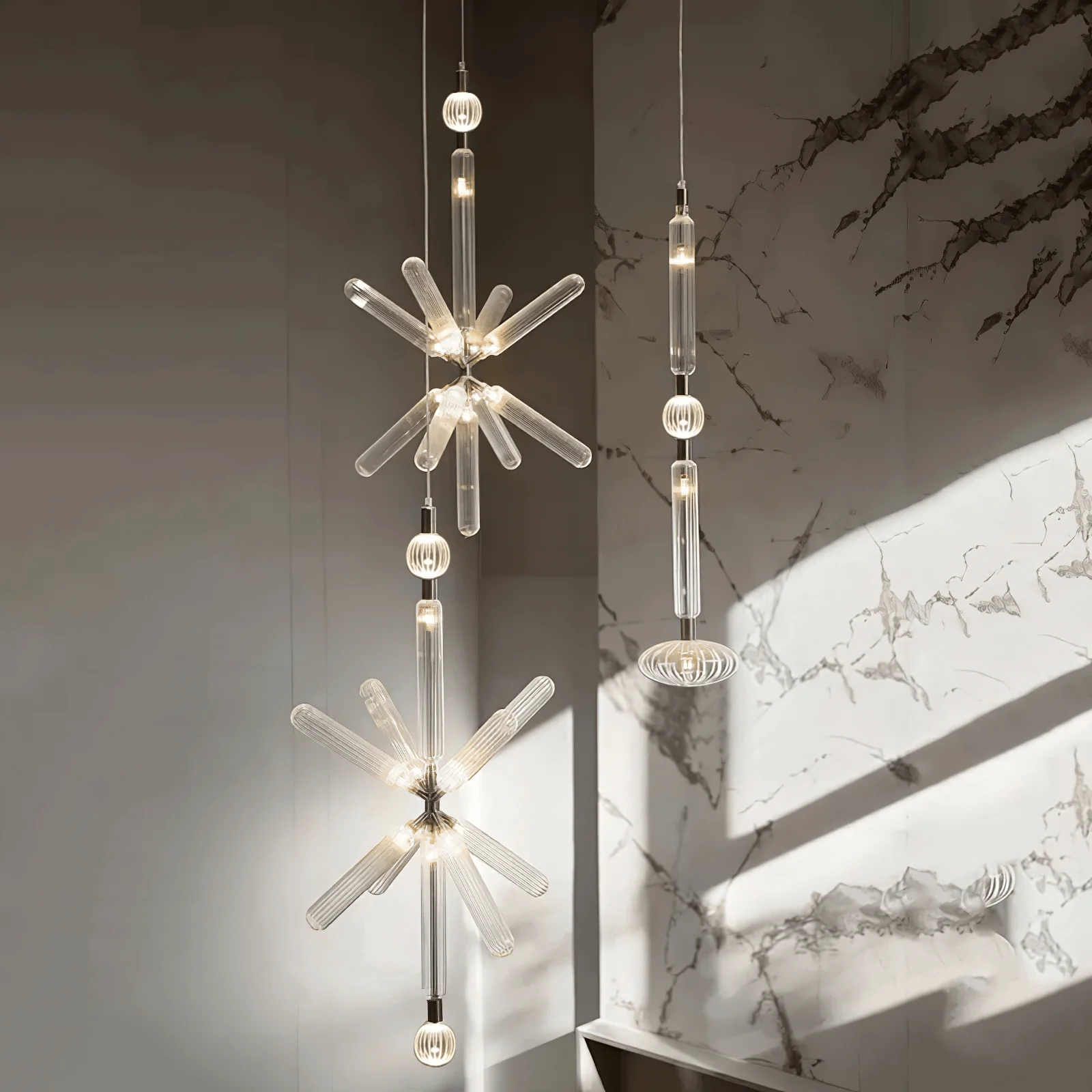 Solara Pendant Lamp Crystal Cylinder Cipher Contemporary - Image 102