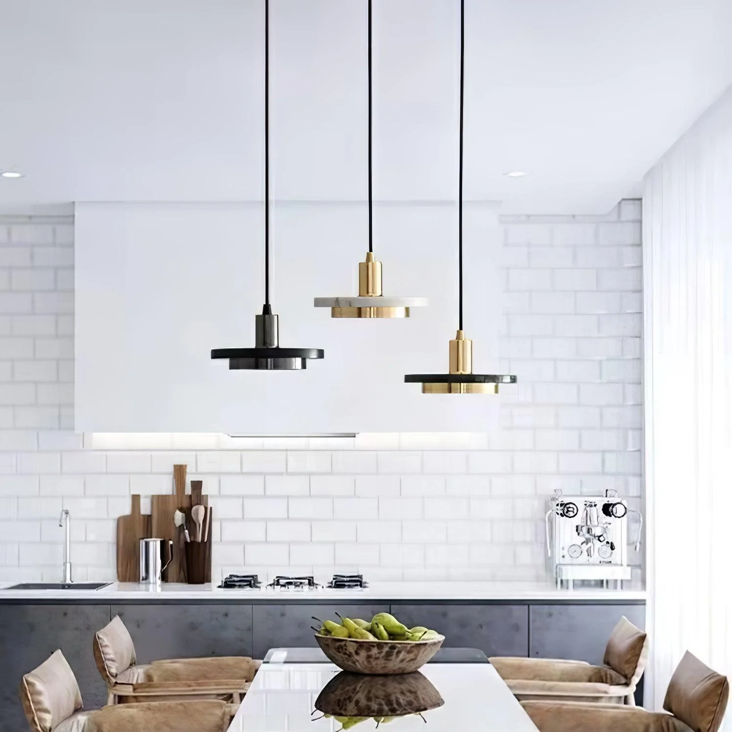 Solara Pendant Lamp Marble Double Circle Modern - Image 11