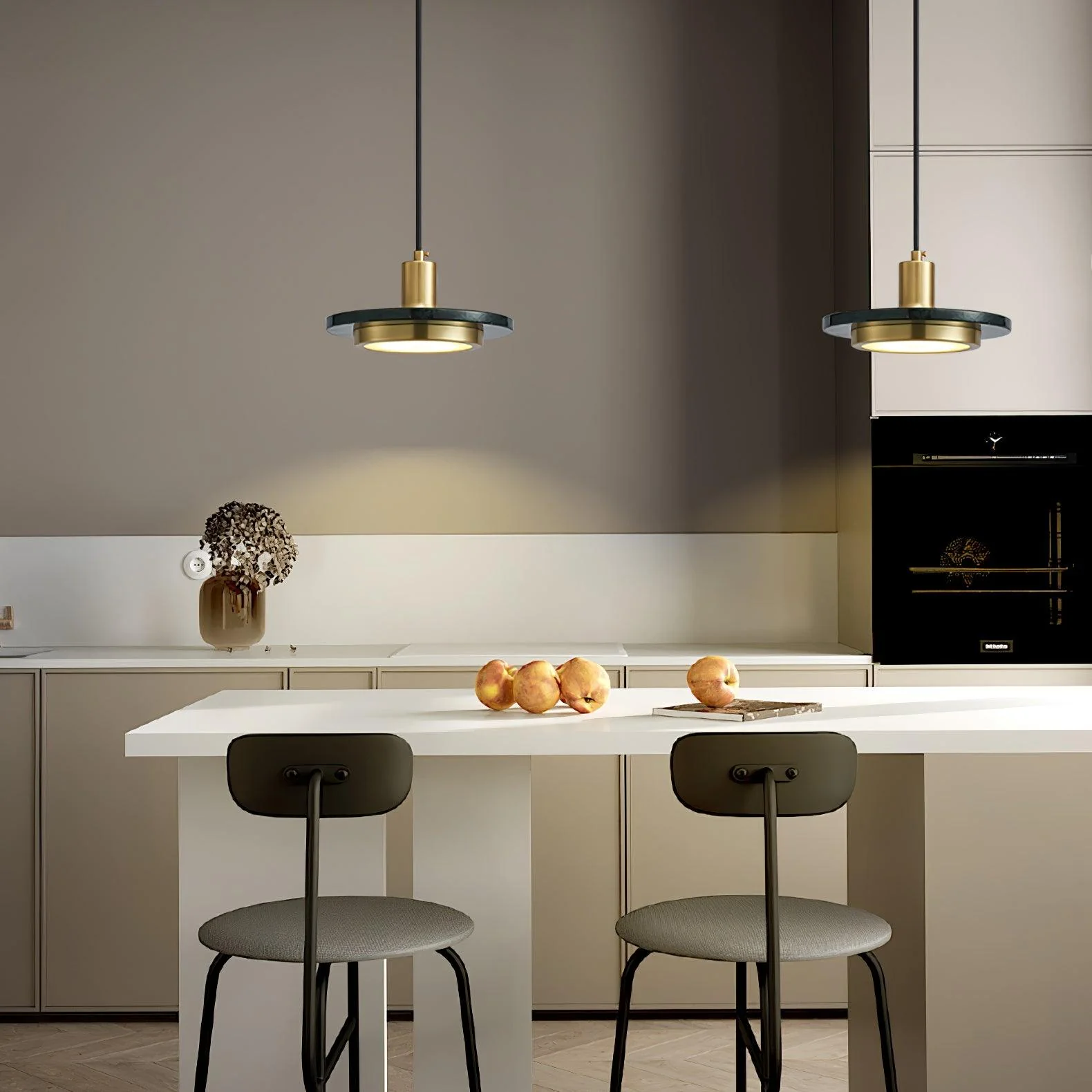 Solara Pendant Lamp Marble Double Circle Modern - Image 16