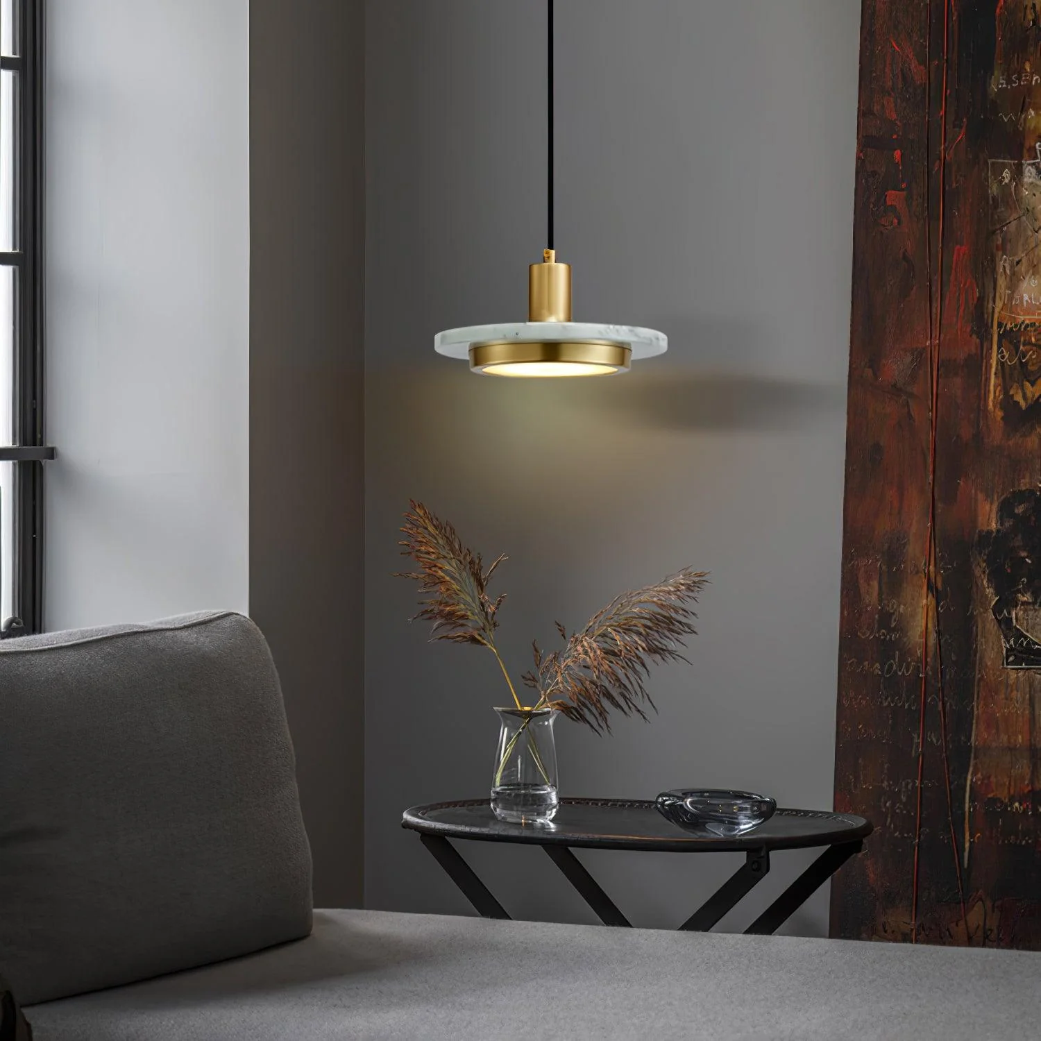 Solara Pendant Lamp Marble Double Circle Modern - Image 18