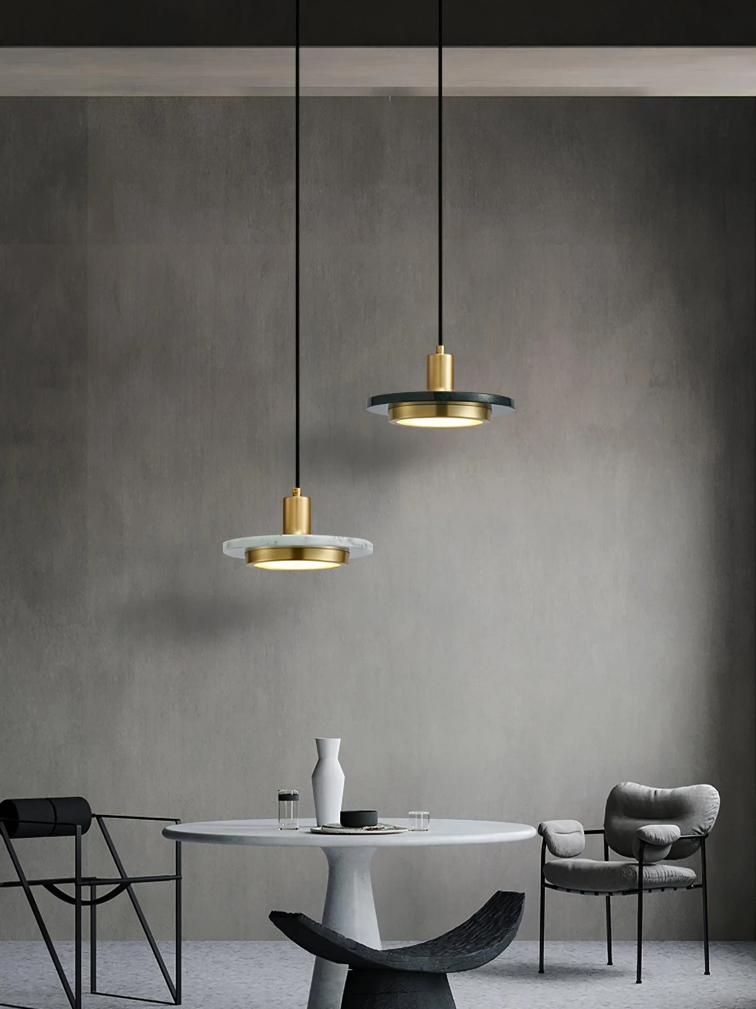 Solara Pendant Lamp Marble Double Circle Modern - Image 2
