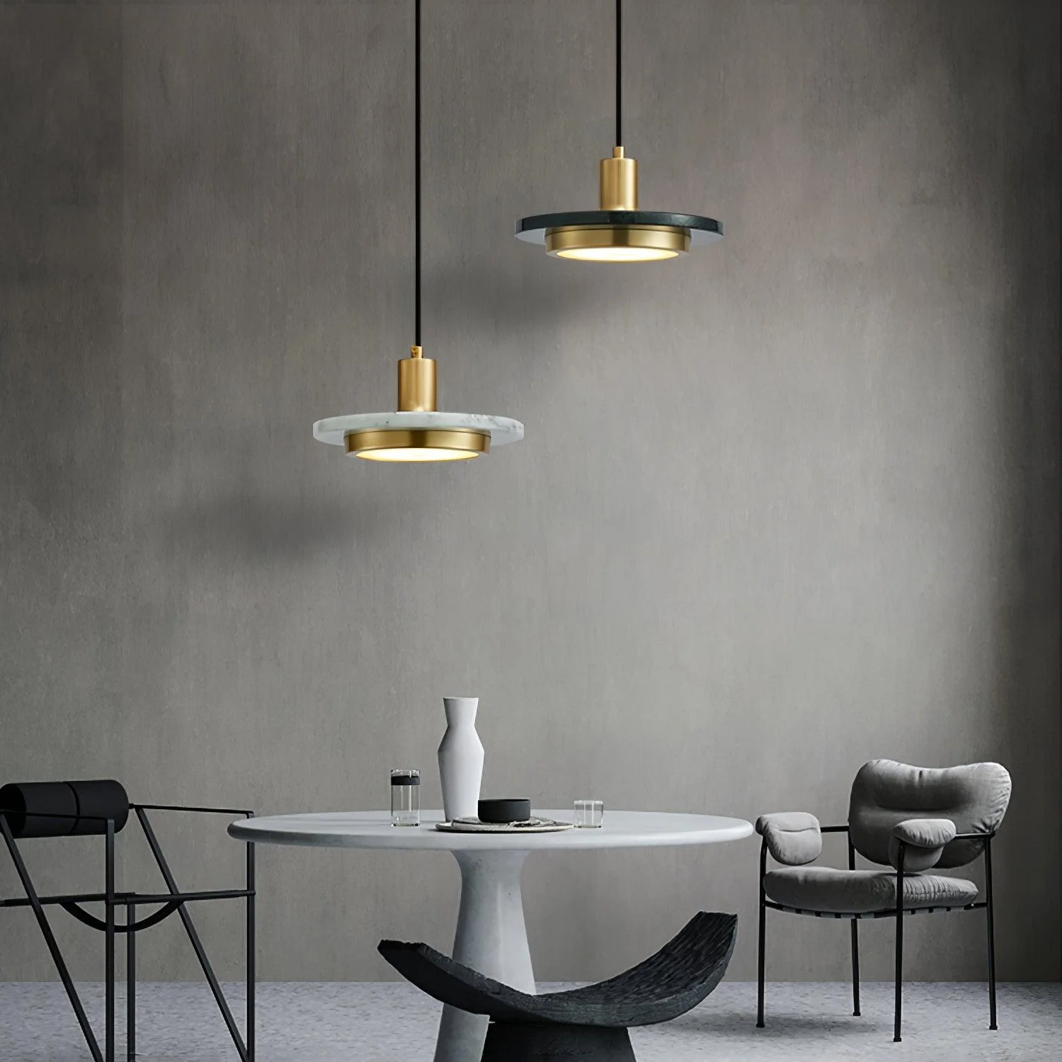 Solara Pendant Lamp Marble Double Circle Modern - Image 20