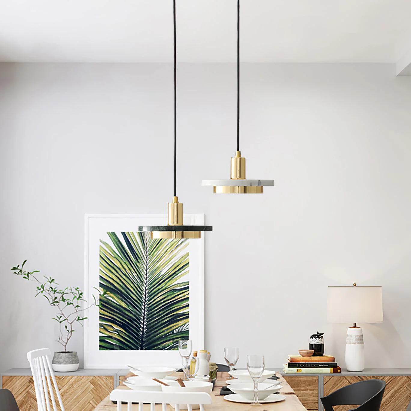 Solara Pendant Lamp Marble Double Circle Modern - Image 22
