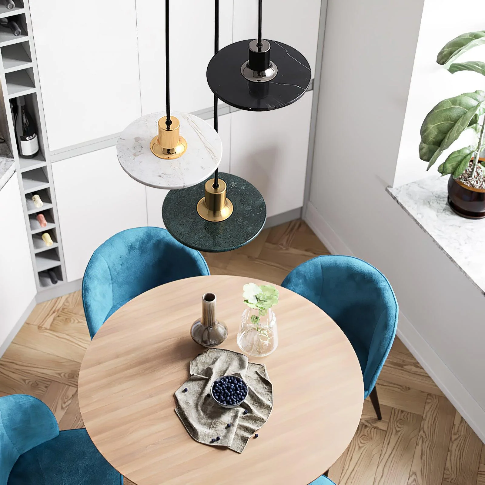 Solara Pendant Lamp Marble Double Circle Modern - Image 23