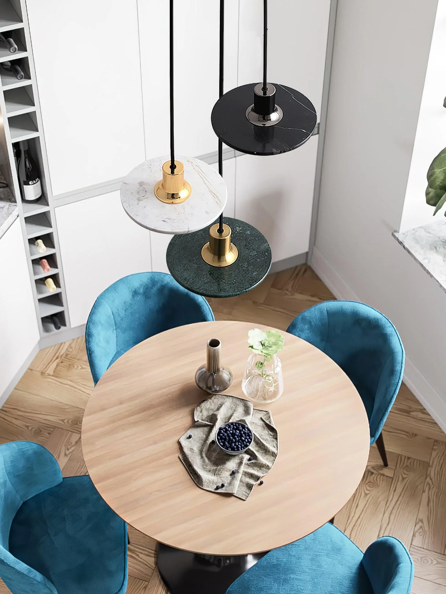 Solara Pendant Lamp Marble Double Circle Modern - Image 27
