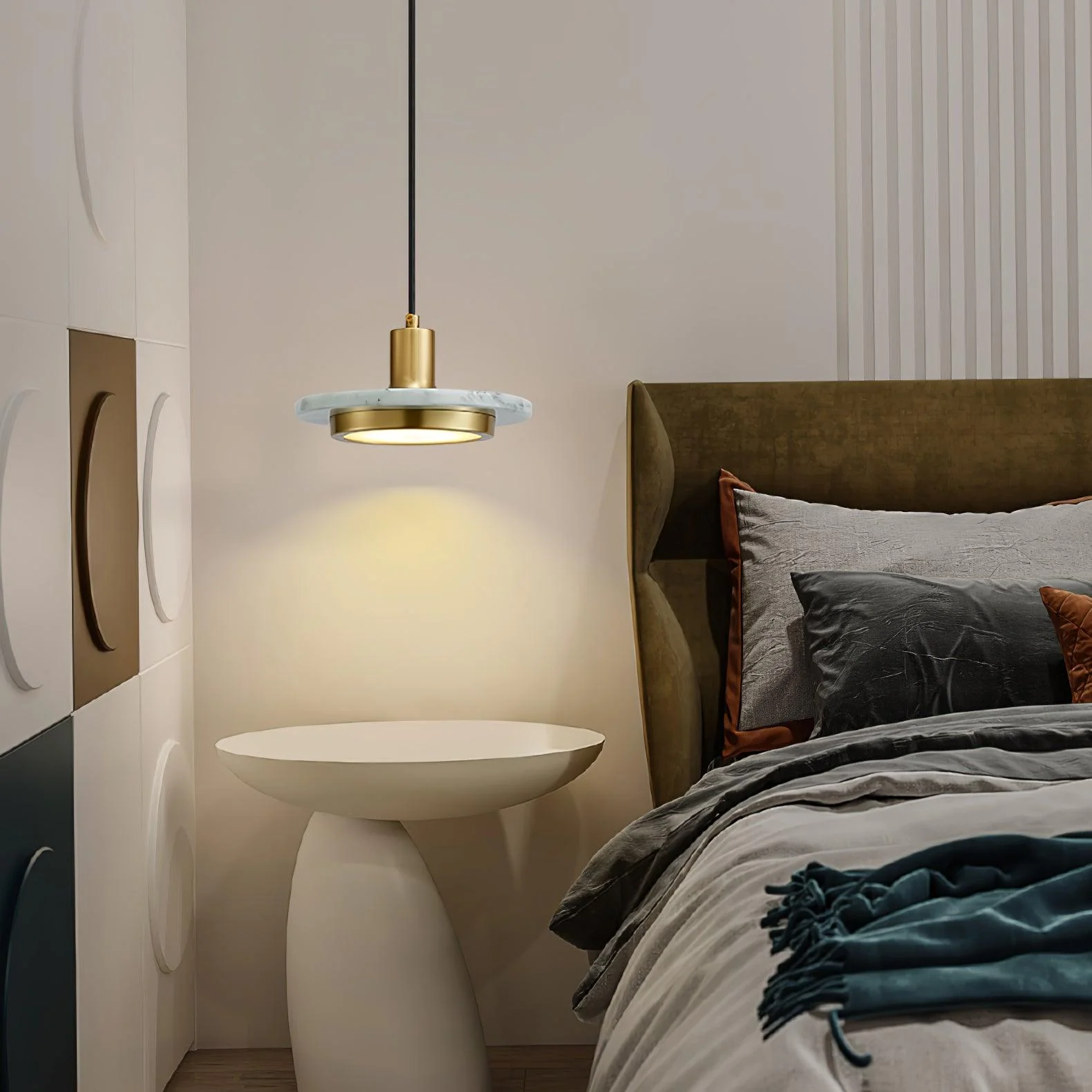 Solara Pendant Lamp Marble Double Circle Modern - Image 5