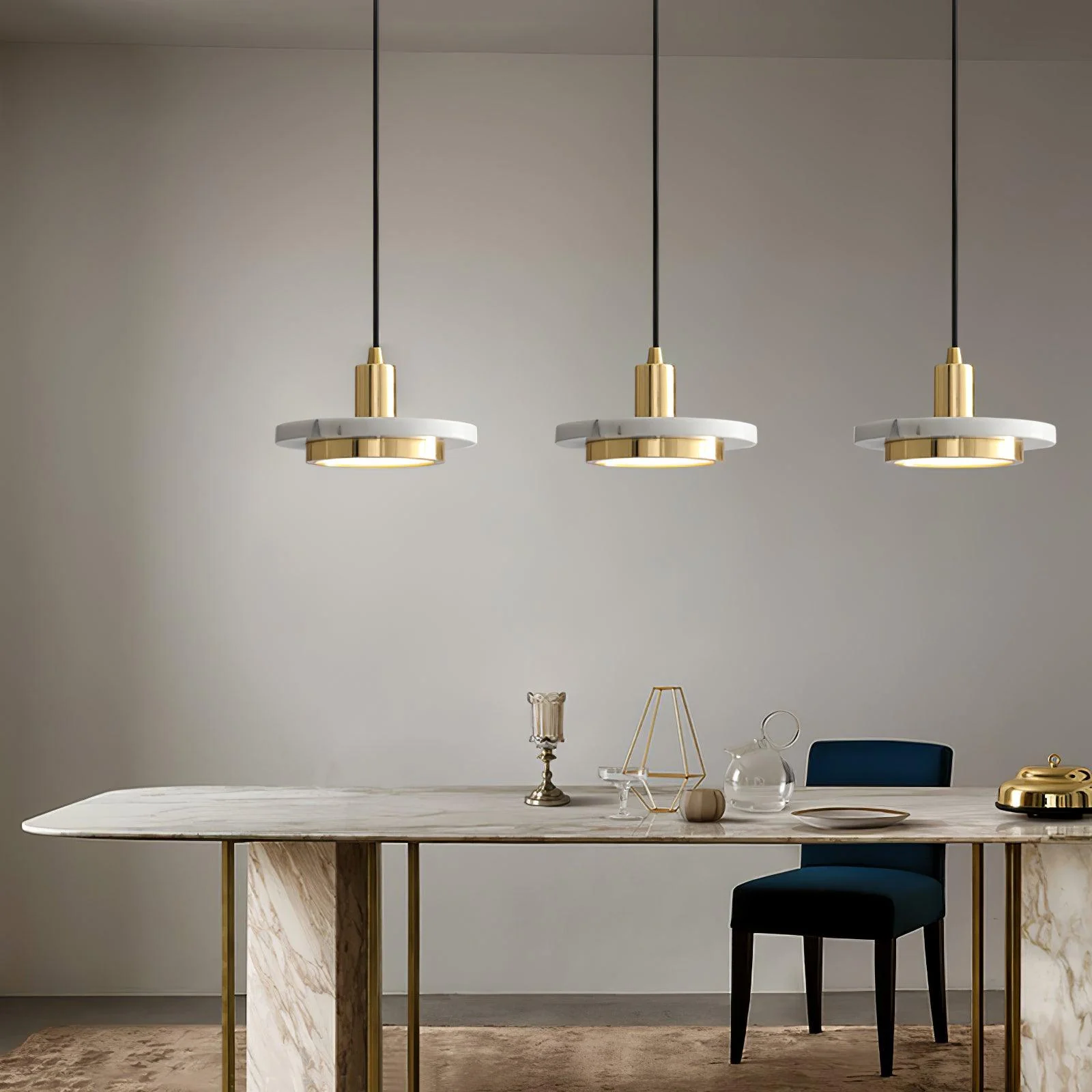 Solara Pendant Lamp Marble Double Circle Modern - Image 8