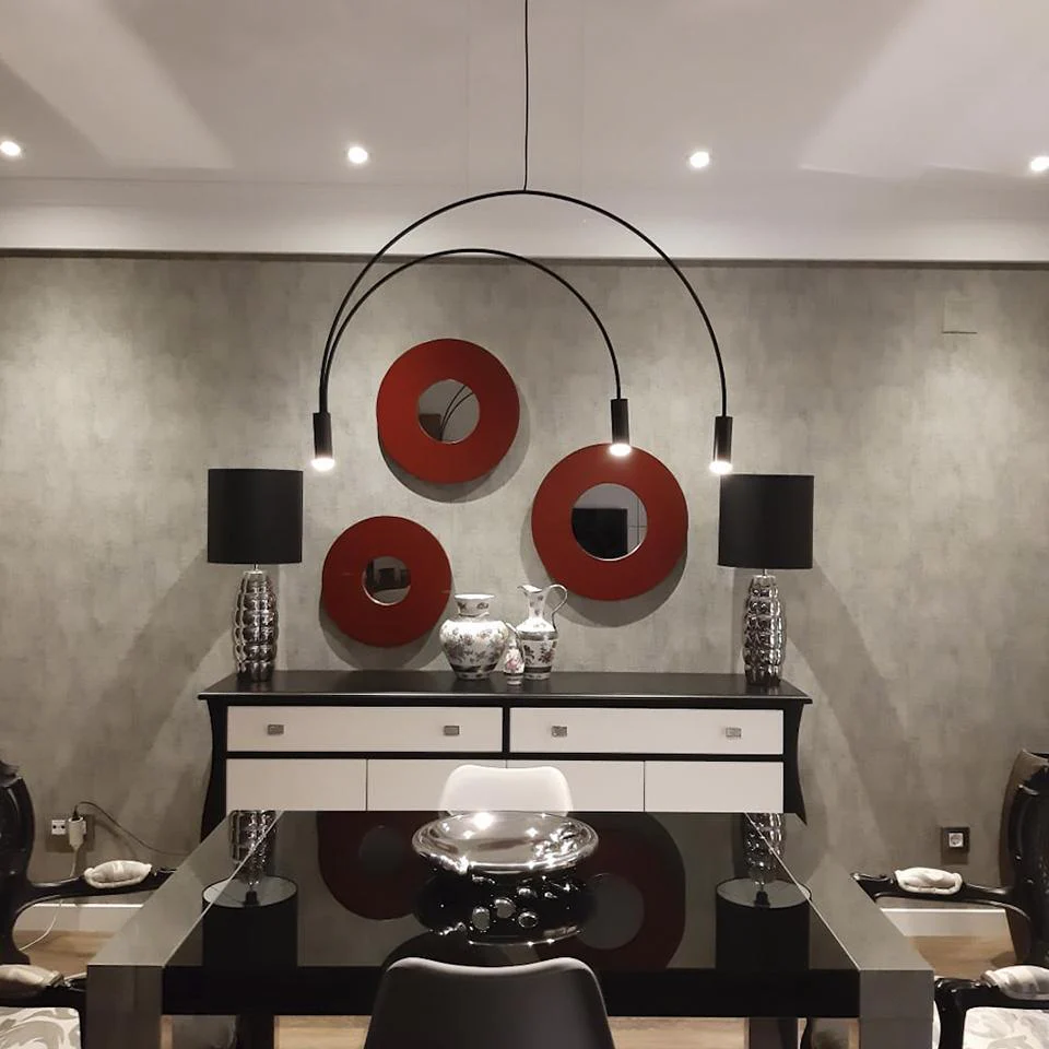 Solara Pendant Lamp Overlapping Cylinder Minimalist Dining Room - Image 17