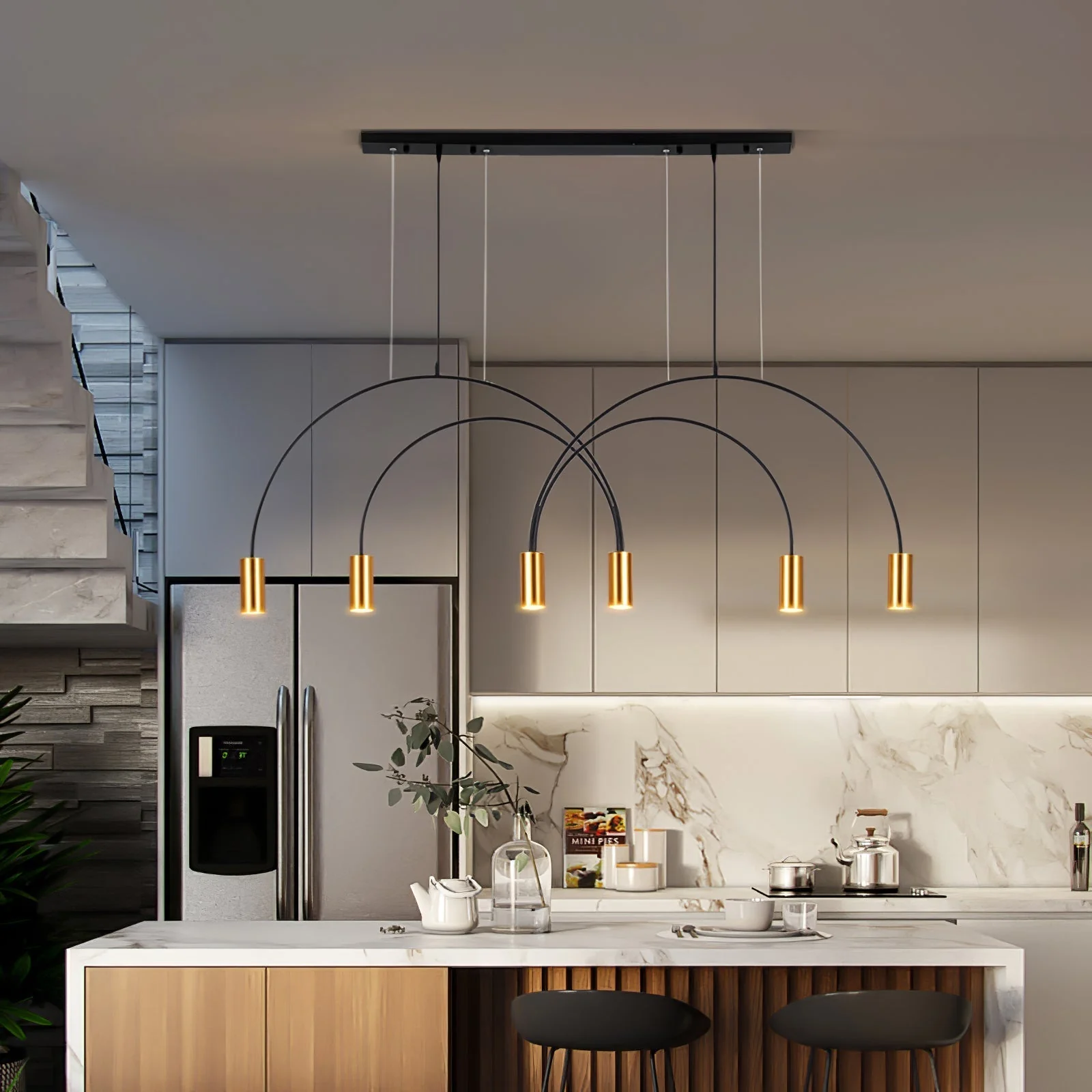 Solara Pendant Lamp Overlapping Cylinder Minimalist Dining Room - Image 30