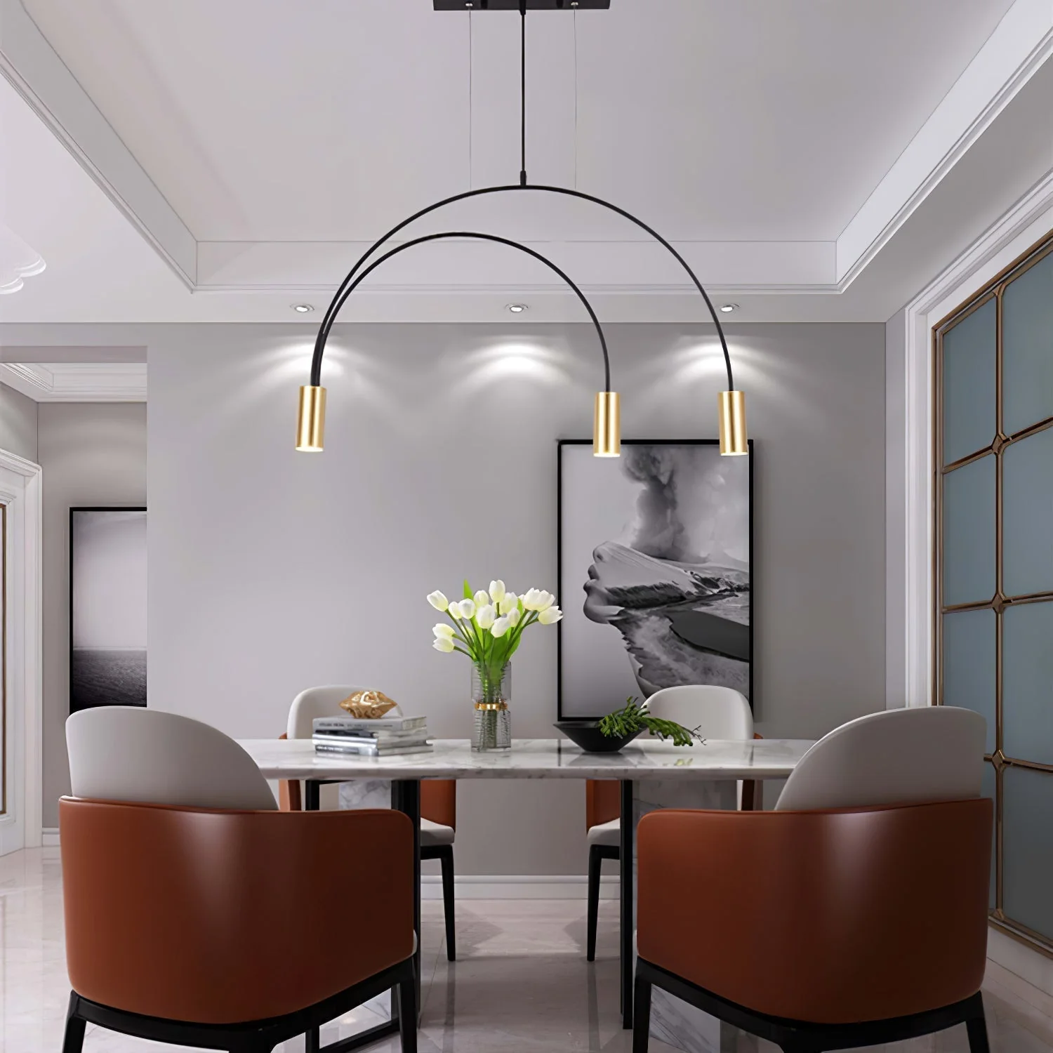 Solara Pendant Lamp Overlapping Cylinder Minimalist Dining Room - Image 38