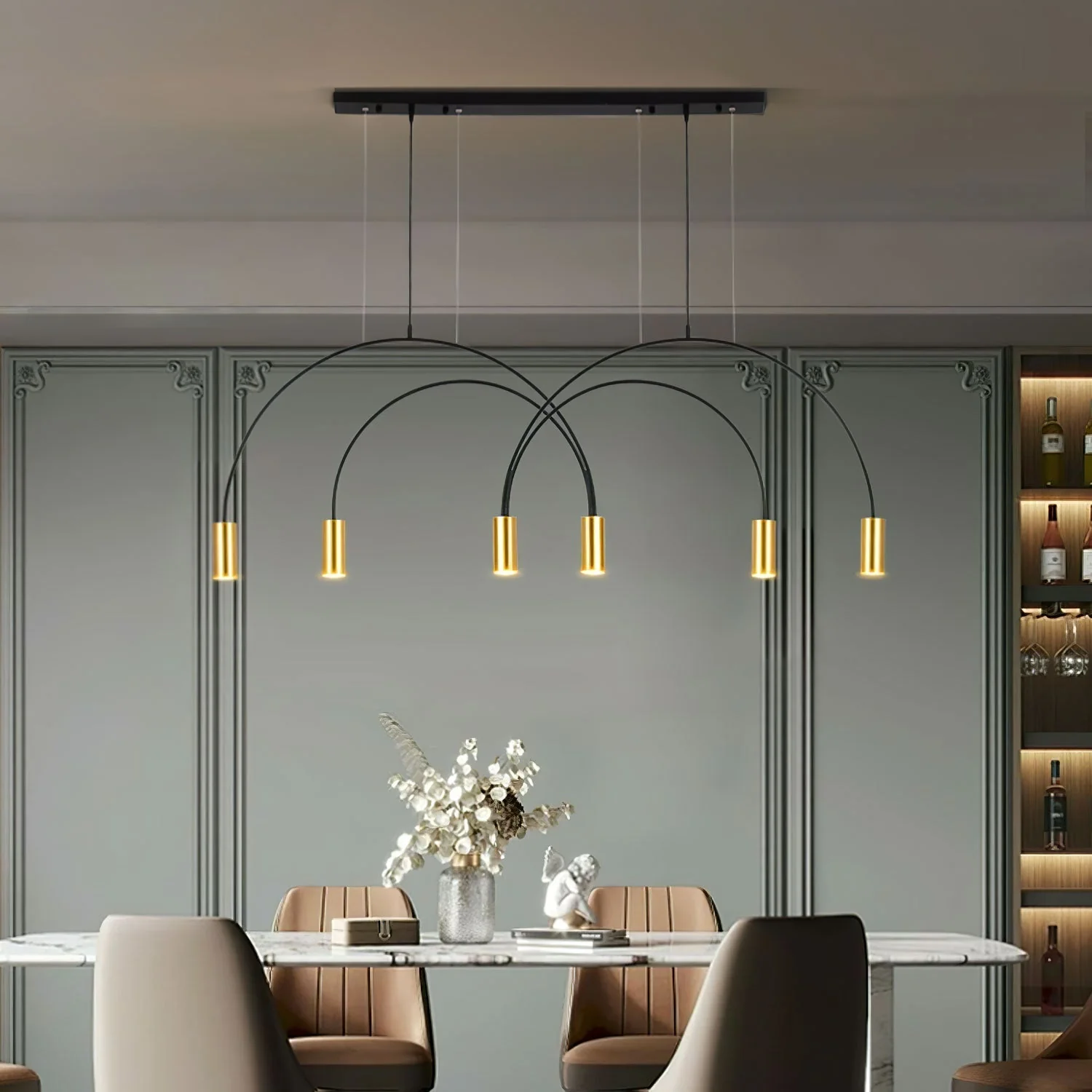 Solara Pendant Lamp Overlapping Cylinder Minimalist Dining Room - Image 4
