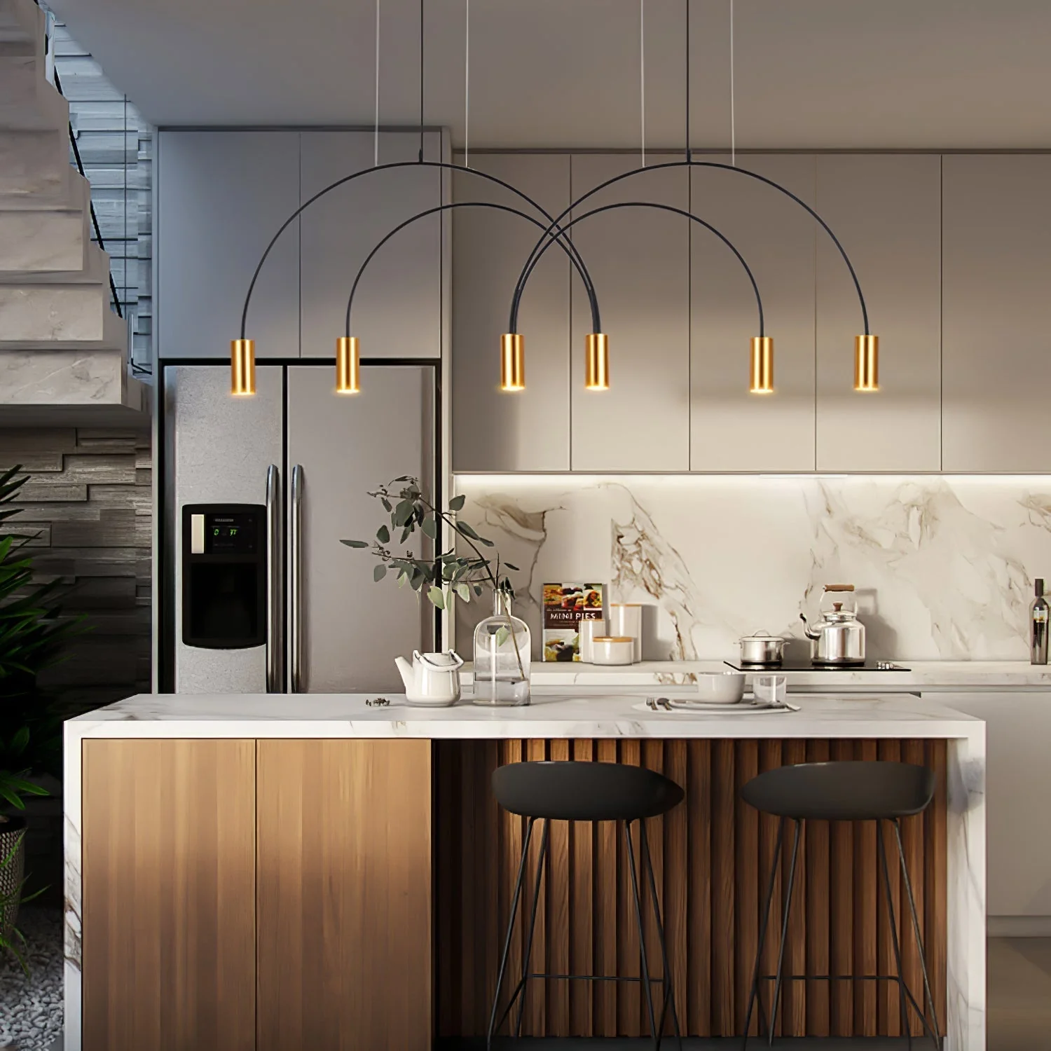 Solara Pendant Lamp Overlapping Cylinder Minimalist Dining Room - Image 47