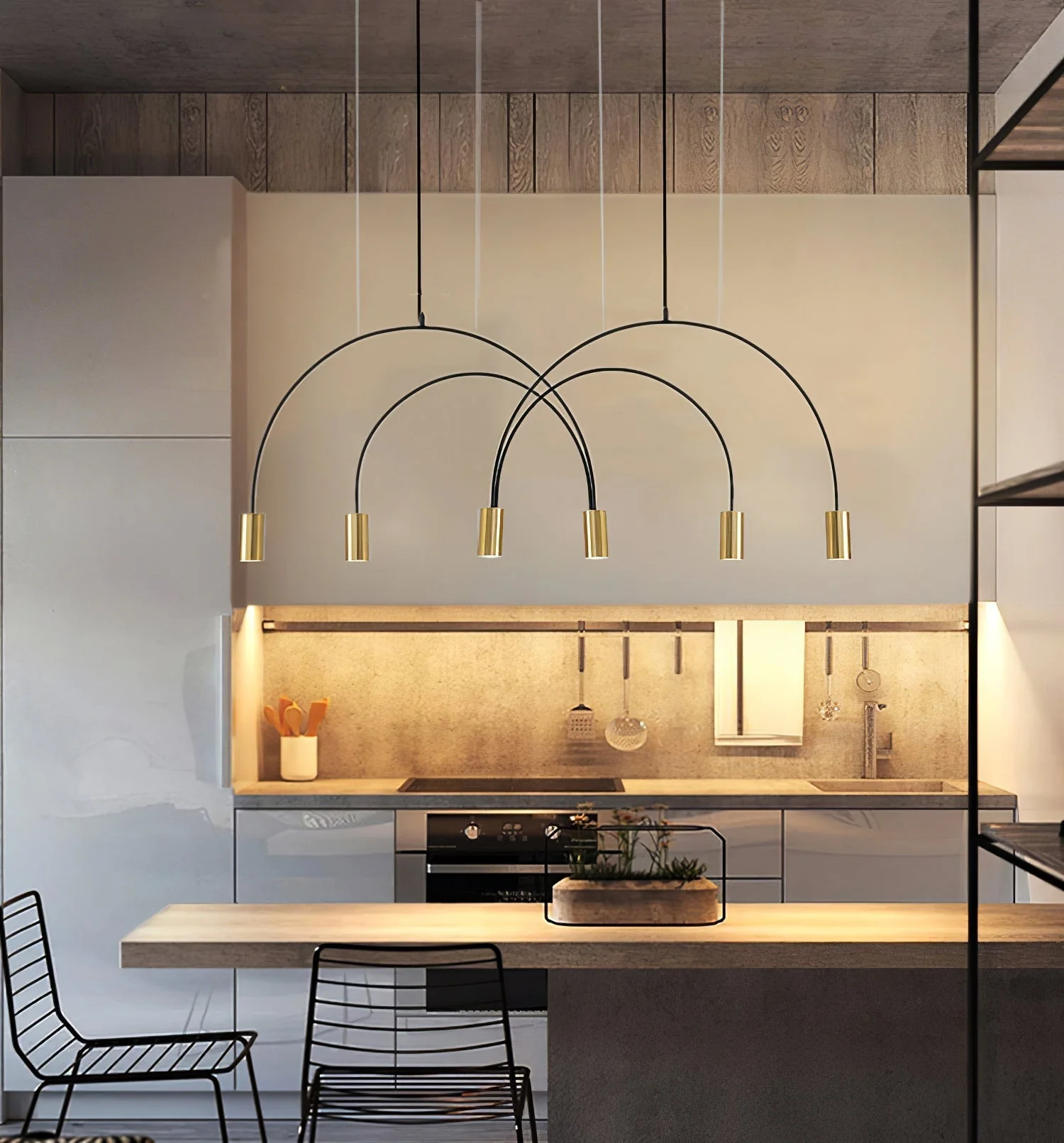 Solara Pendant Lamp Overlapping Cylinder Minimalist Dining Room - Image 5