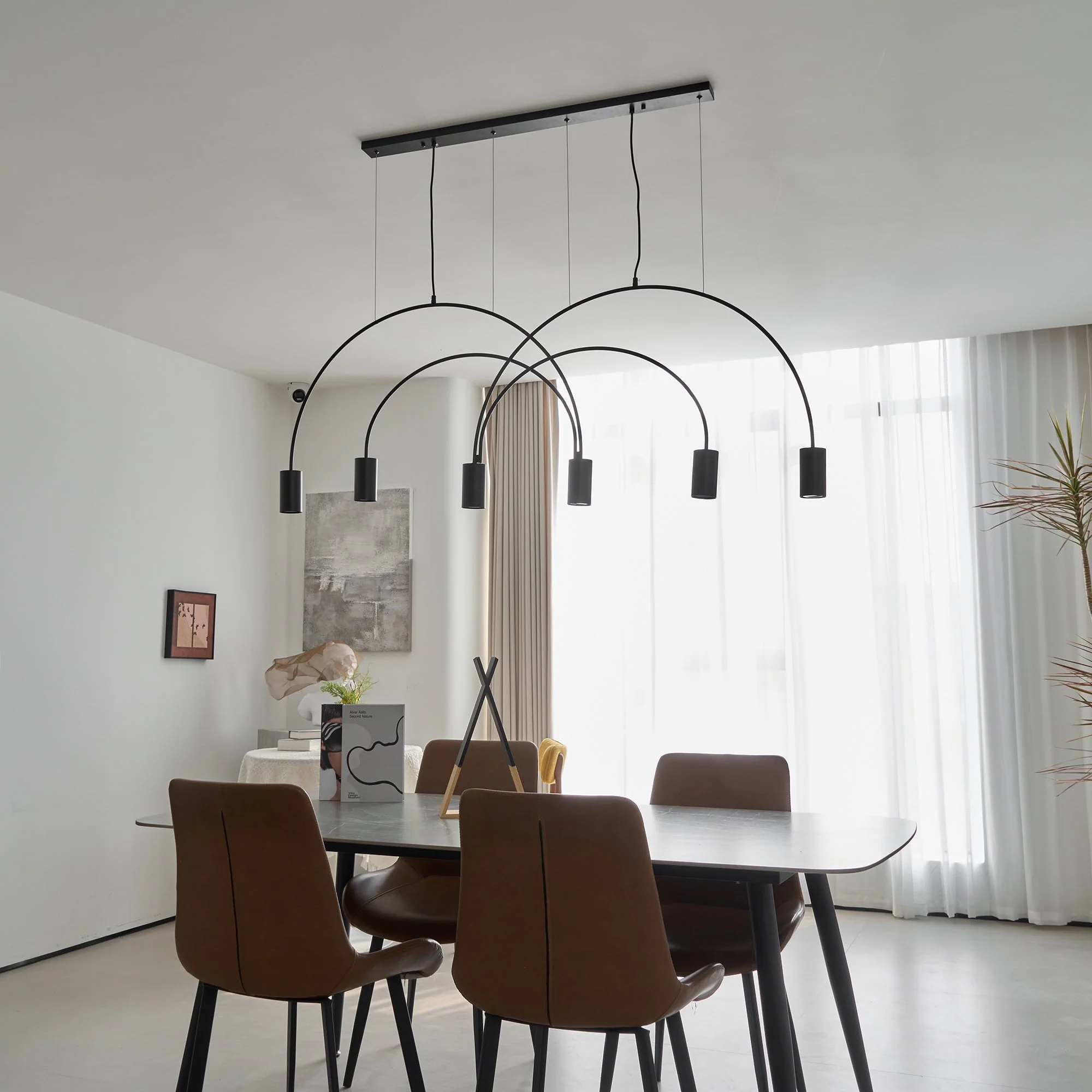 Solara Pendant Lamp Overlapping Cylinder Minimalist Dining Room - Image 52