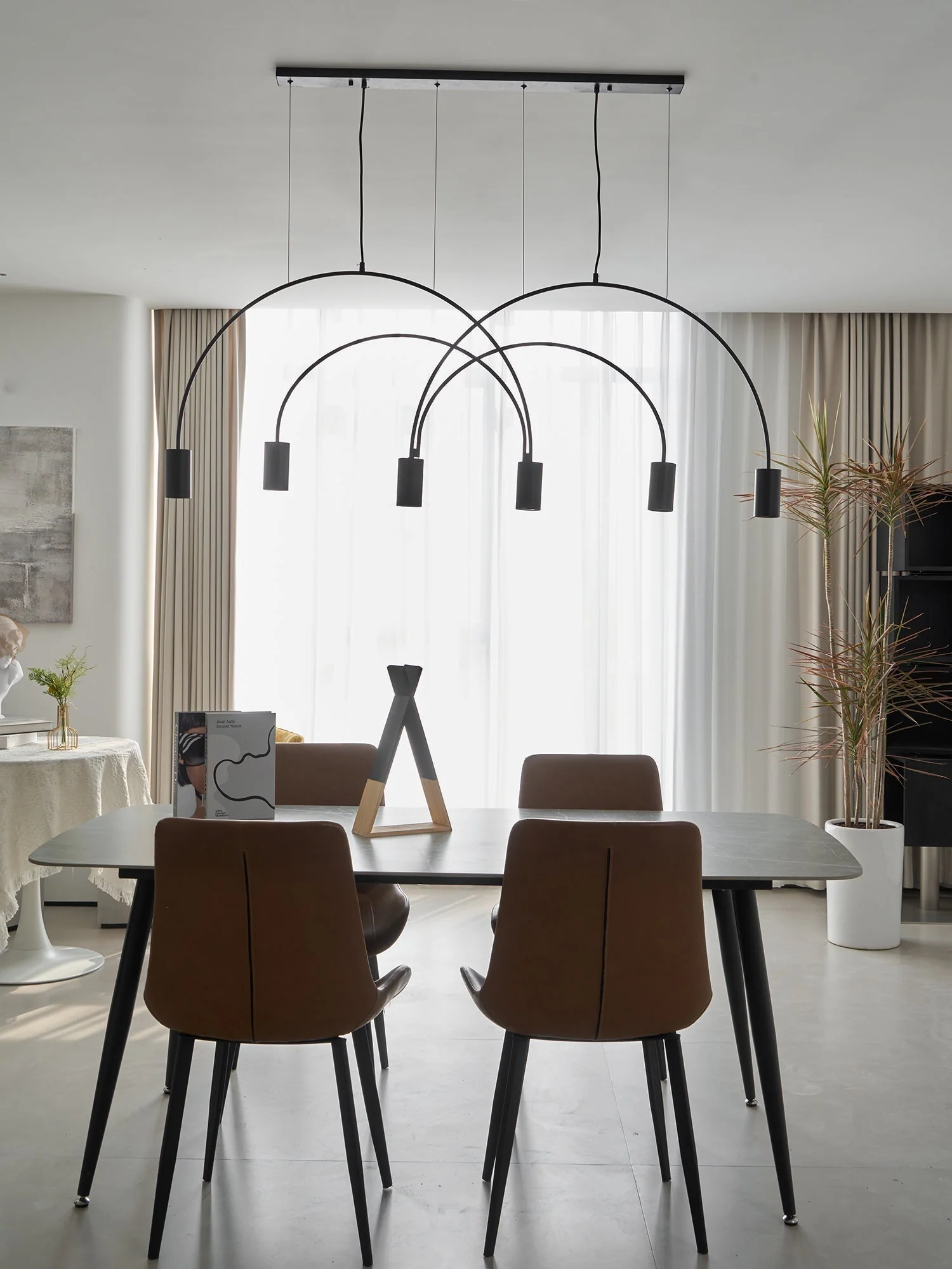 Solara Pendant Lamp Overlapping Cylinder Minimalist Dining Room - Image 56