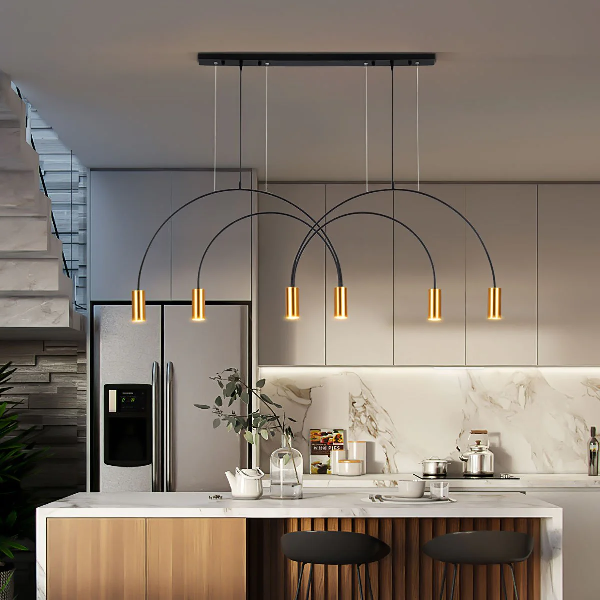 Solara Pendant Lamp Overlapping Cylinder Minimalist Dining Room - Image 67