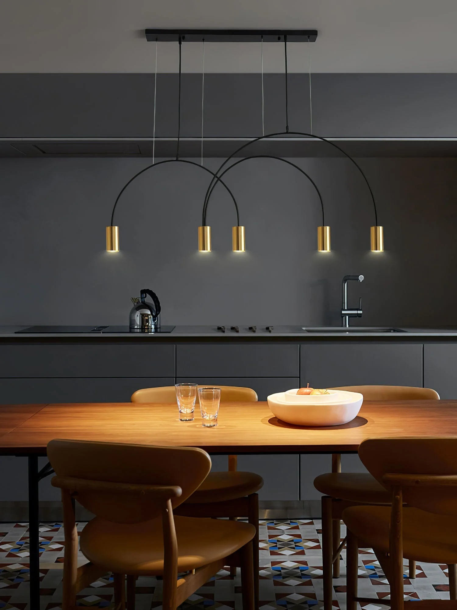 Solara Pendant Lamp Overlapping Cylinder Minimalist Dining Room - Image 68
