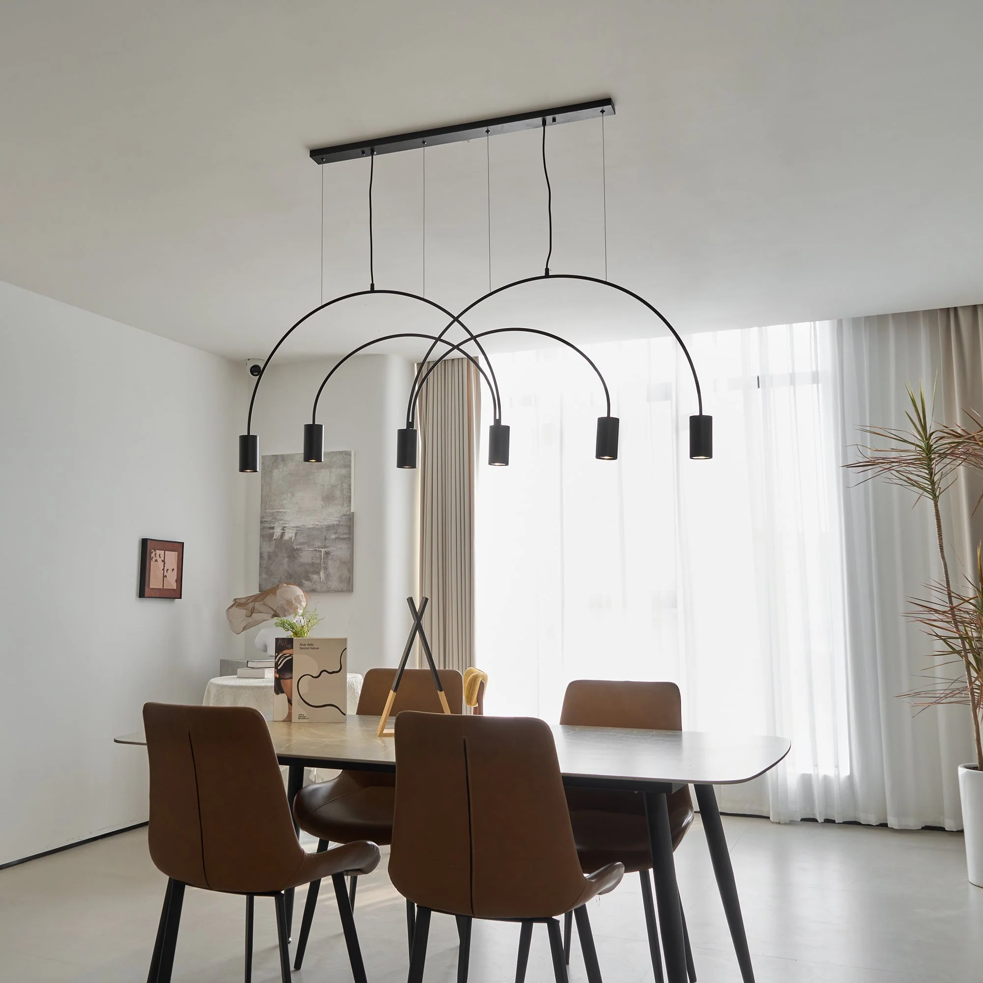 Solara Pendant Lamp Overlapping Cylinder Minimalist Dining Room - Image 76