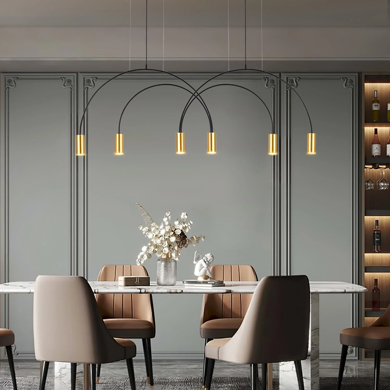 Solara Pendant Lamp Overlapping Cylinder Minimalist Dining Room - Image 89