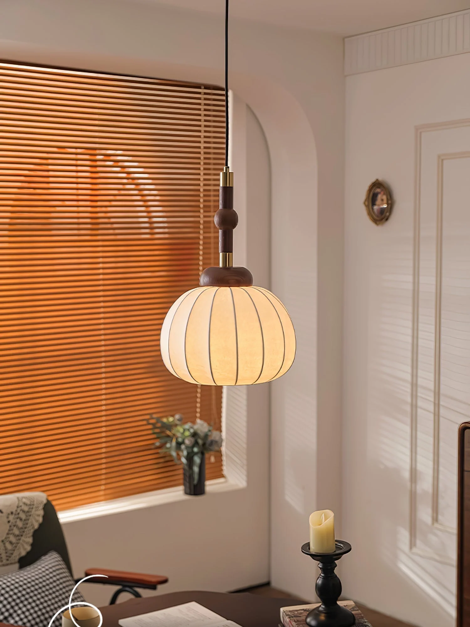 Solari Silk & Wood Scandinavian Pendant Lamp - Image 29