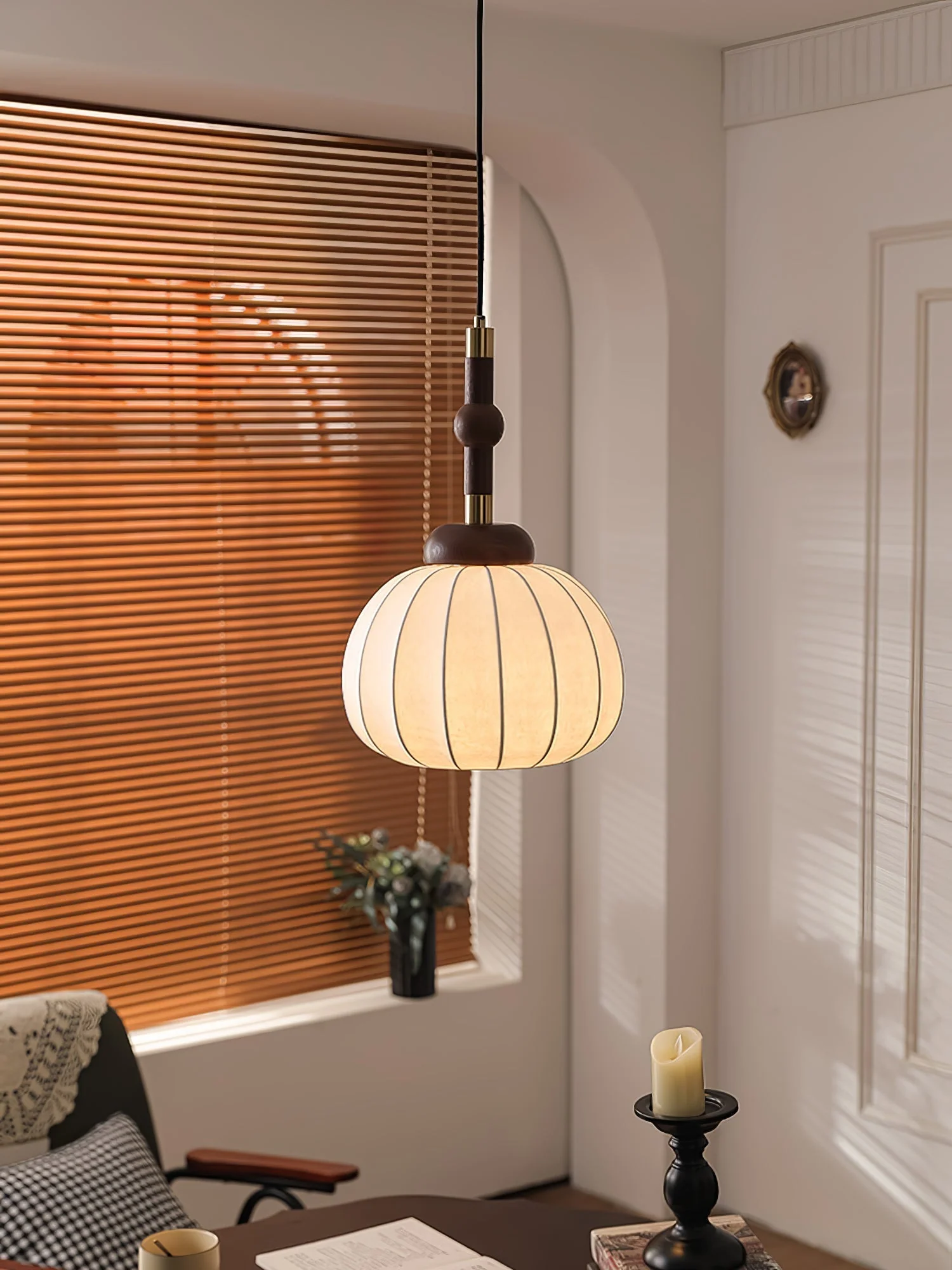 Solari Silk & Wood Scandinavian Pendant Lamp - Image 30