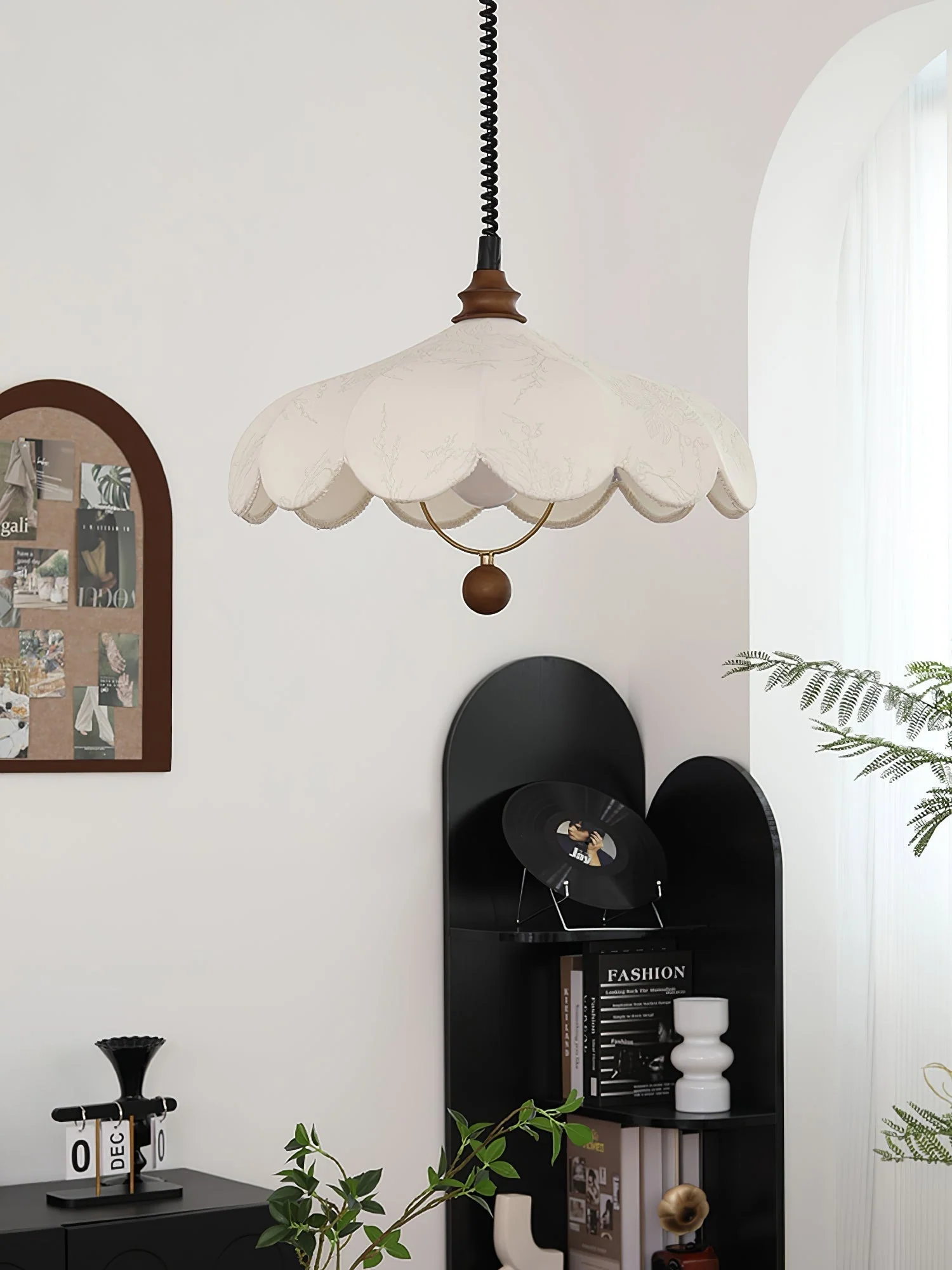 Solarn Fabric & Wood Pendant Lamp - Image 12
