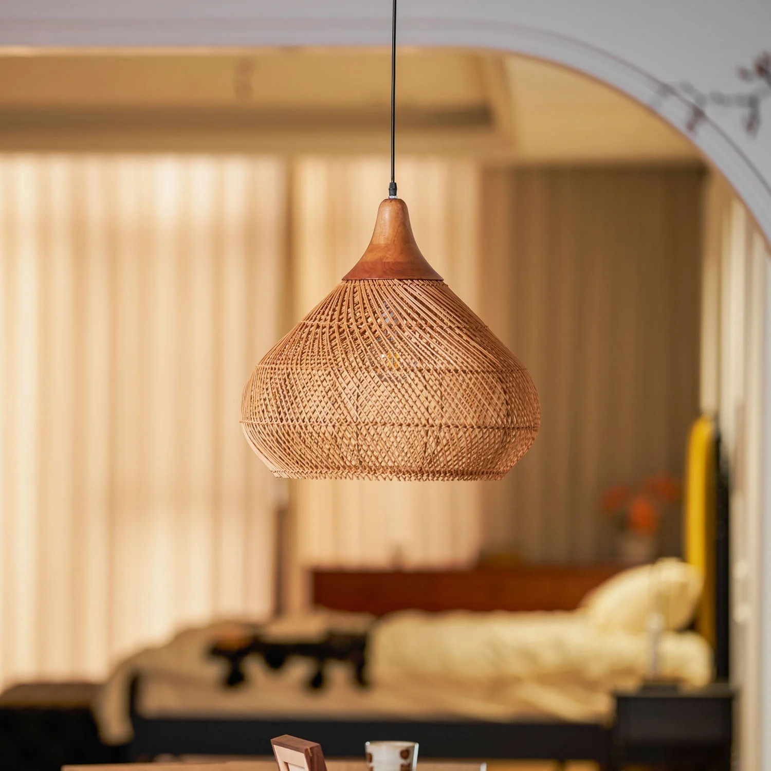 Solavn Rattan Wood Pendant Lamp - Image 11