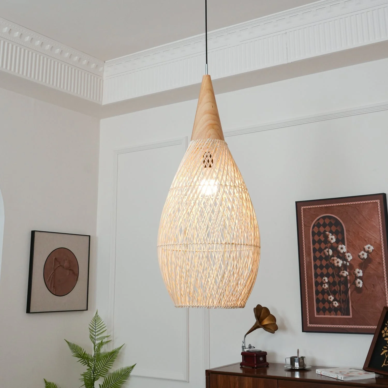 Solavn Rattan Wood Pendant Lamp - Image 39