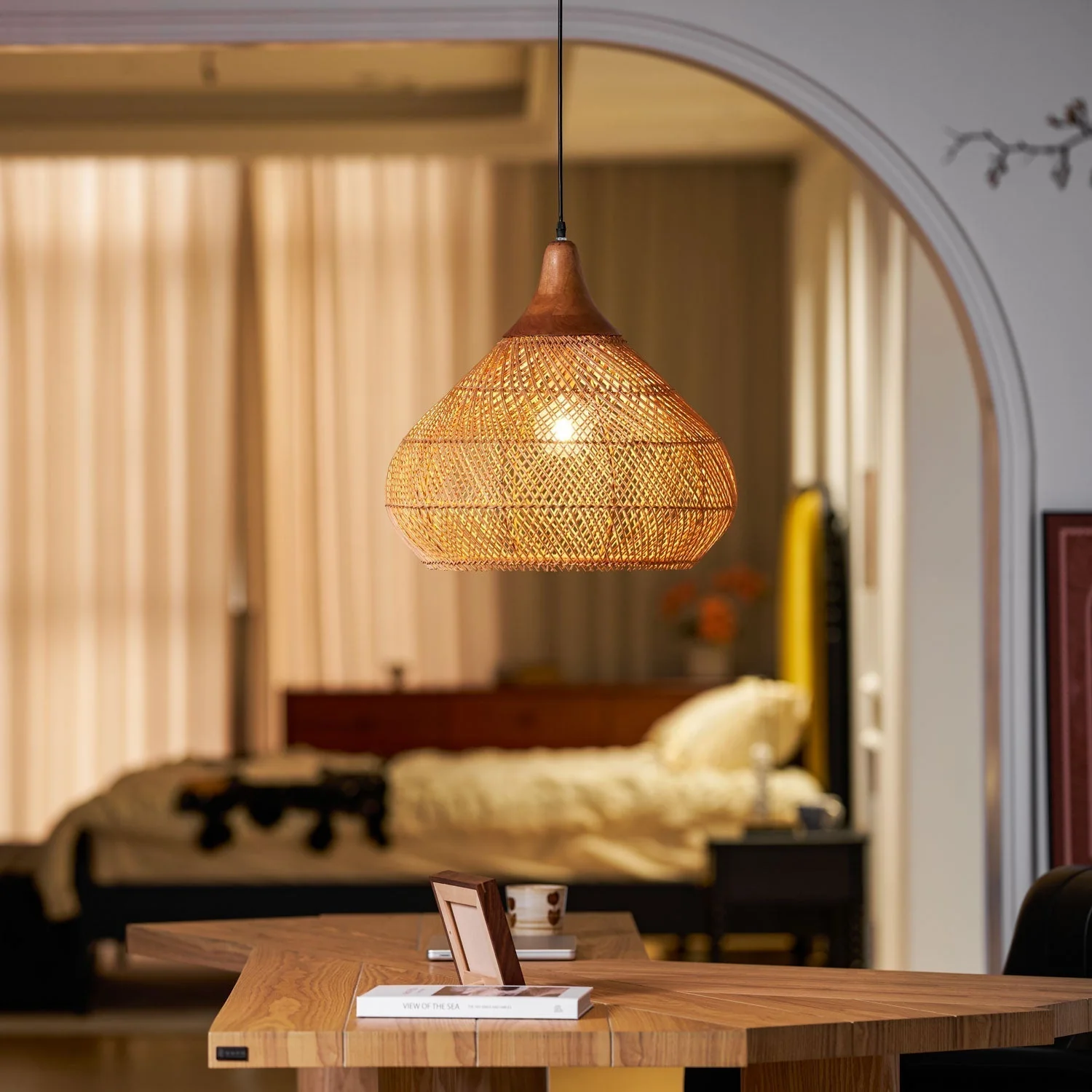 Solavn Rattan Wood Pendant Lamp - Image 56