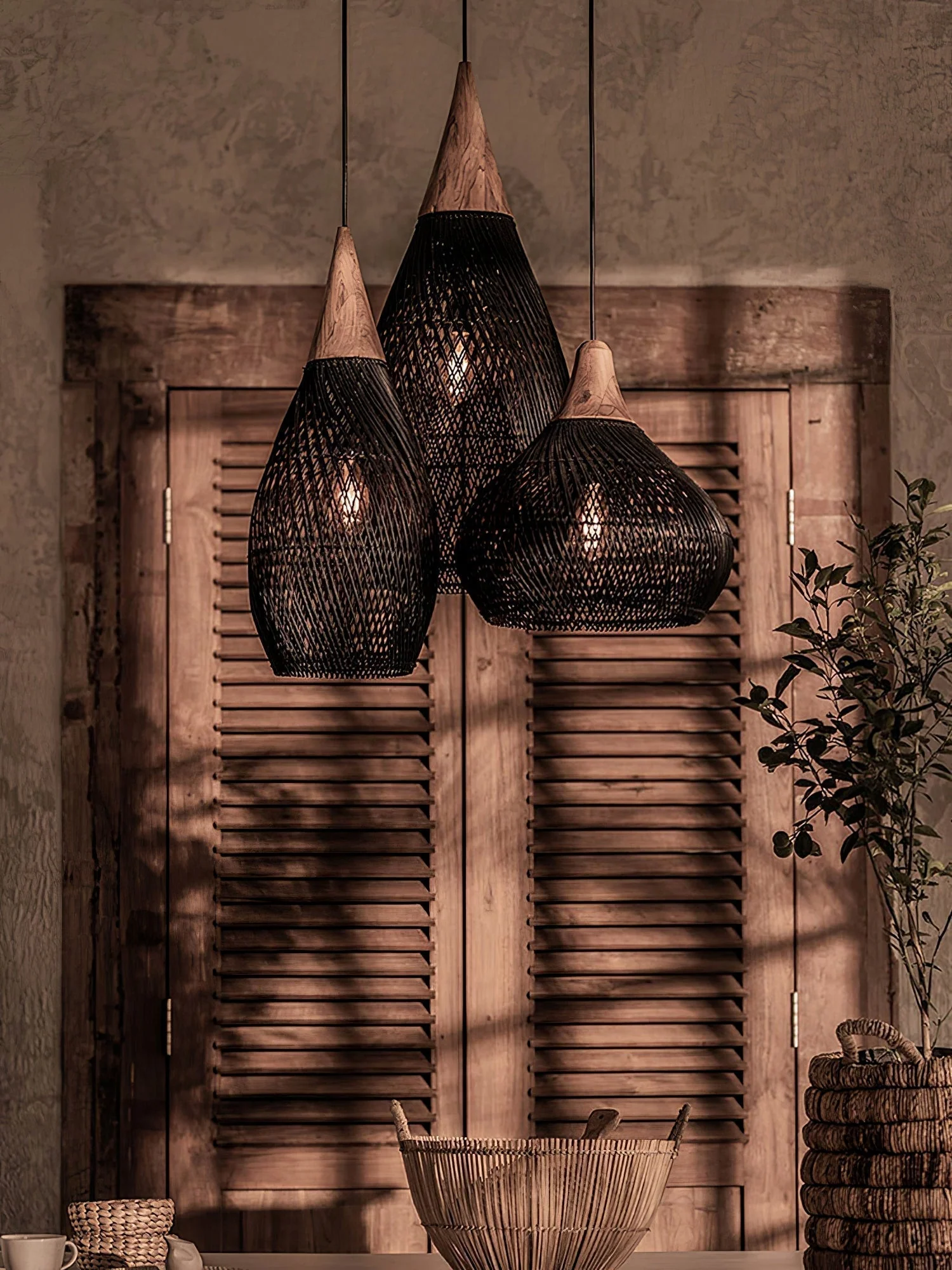 Solavn Rattan Wood Pendant Lamp - Image 57