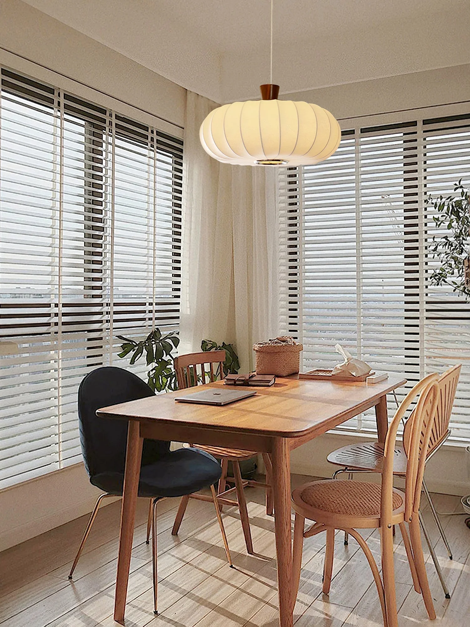 Solice Silk Wood Retro Pendant Light - Image 13