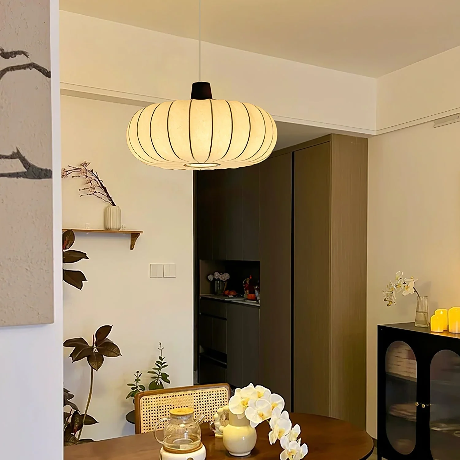 Solice Silk Wood Retro Pendant Light - Image 3