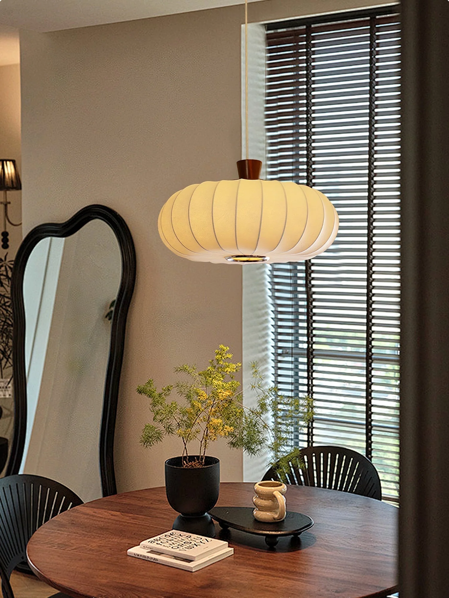 Solice Silk Wood Retro Pendant Light - Image 9