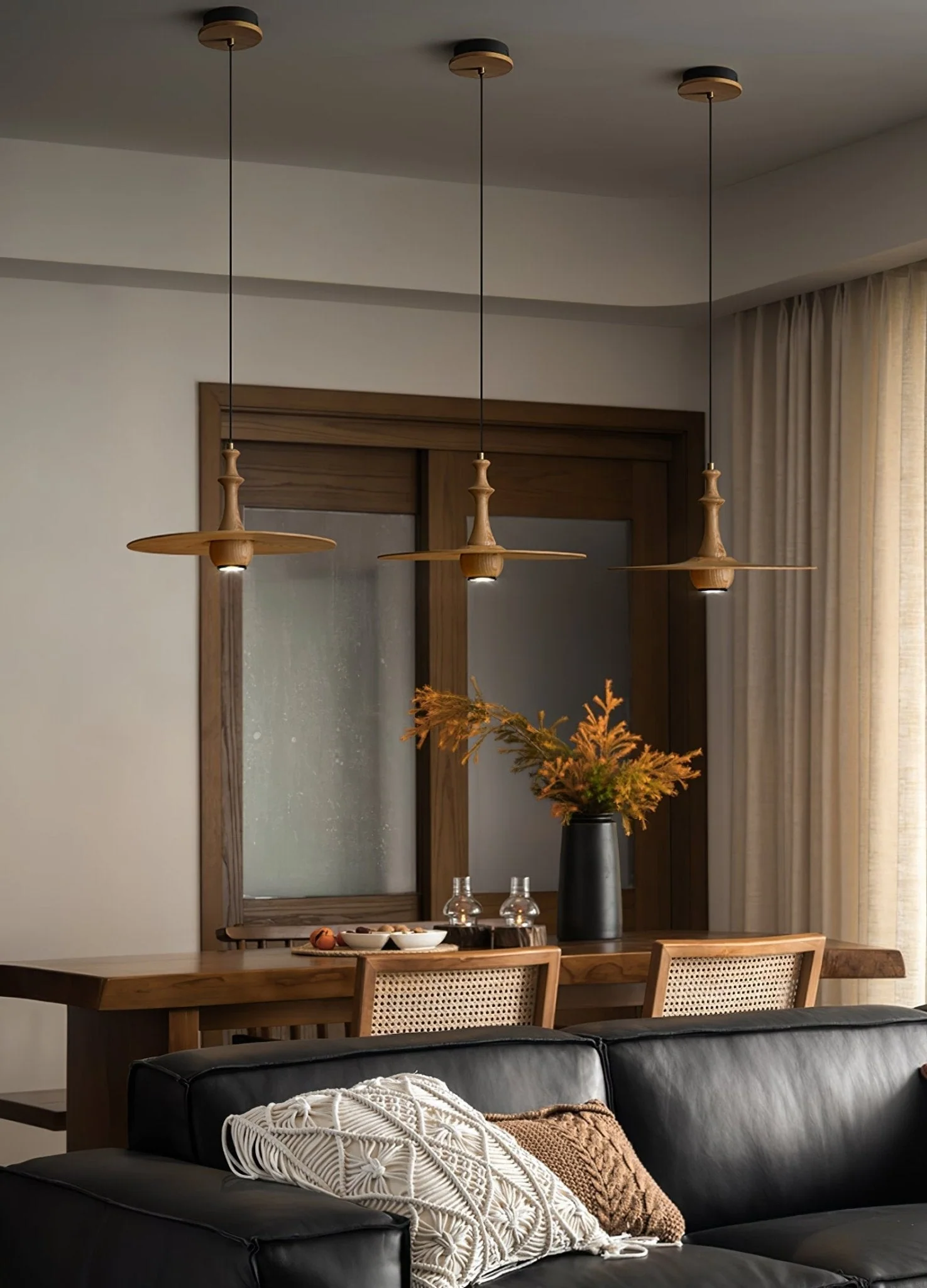 Spindle Wooden Spin Pendant Light - Image 6