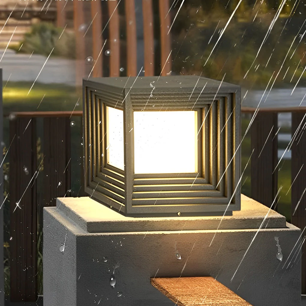 Square Creative LED Modern Steel Outdoor Post Caps Lights - Image 3