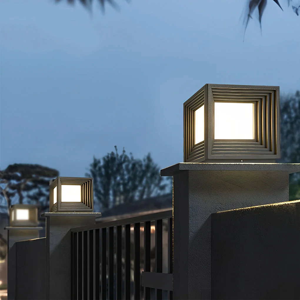 Square Creative LED Modern Steel Outdoor Post Caps Lights - Image 4