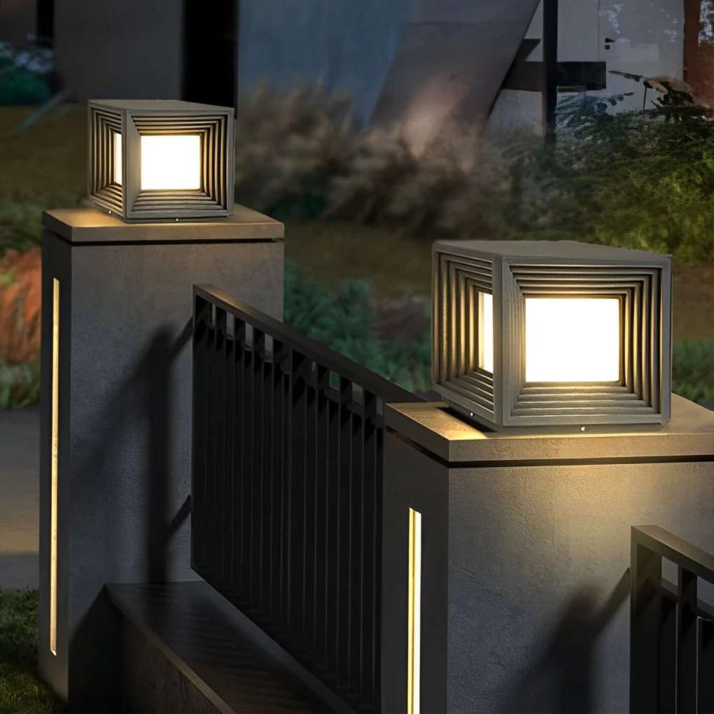 Square Creative LED Modern Steel Outdoor Post Caps Lights - Image 5