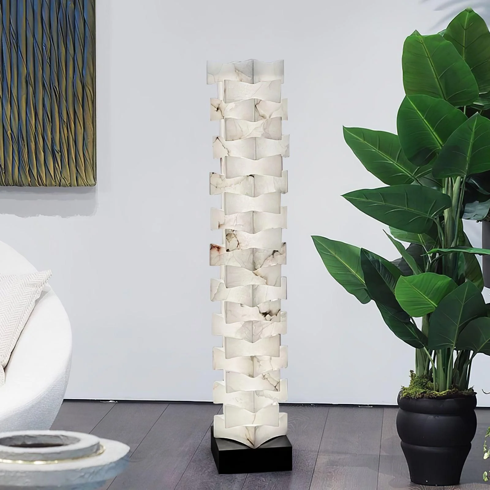Stacked Sculptural Alabaster Floor Light - Image 10