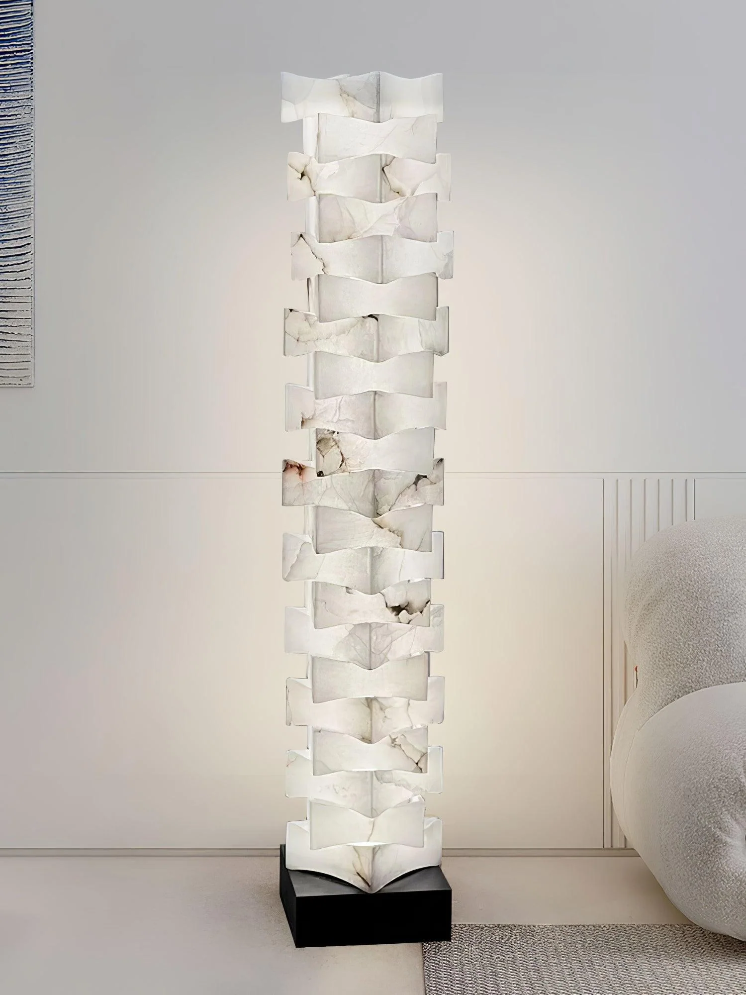 Stacked Sculptural Alabaster Floor Light - Image 11